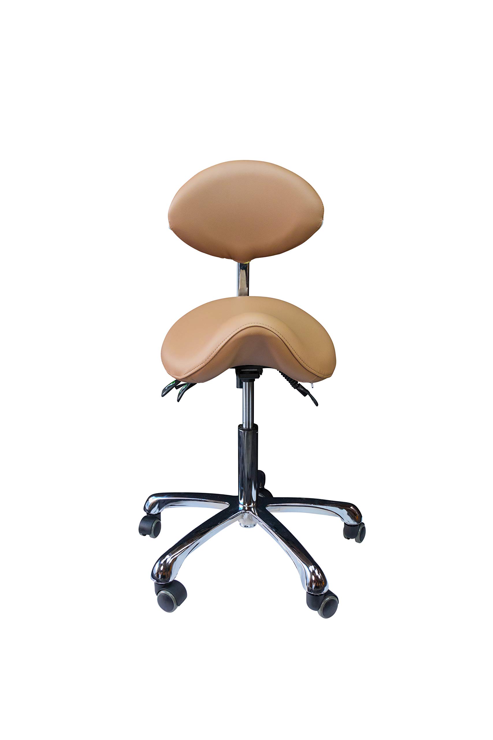 Ergonomic Rolling Stool with Adjustable Height & Back Support - Comfortable Beauty Salon Stool, Medical Exam Chair, Office & Home Seating (Clay Color) - Perfect for Hairdressers, Nurses, Tattoo Artists & Home Office Use