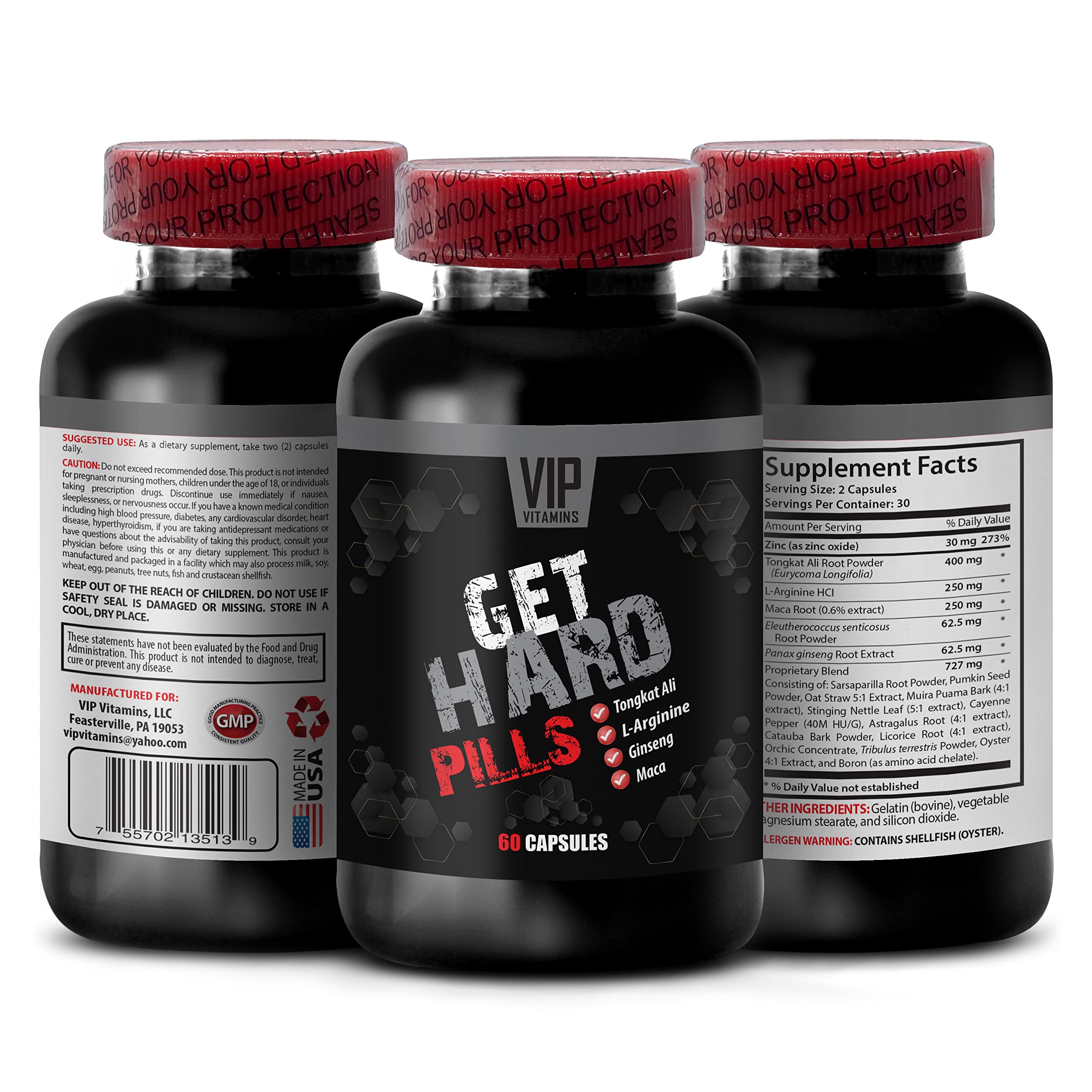 Male Enhancement Pills for Size Increase - 2170mg GET HARD PILLS with Maca Root, Tongkat Ali & Panax Ginseng - 60 Capsules Bottle for Men - Boost Performance & Stamina for Intimate Moments