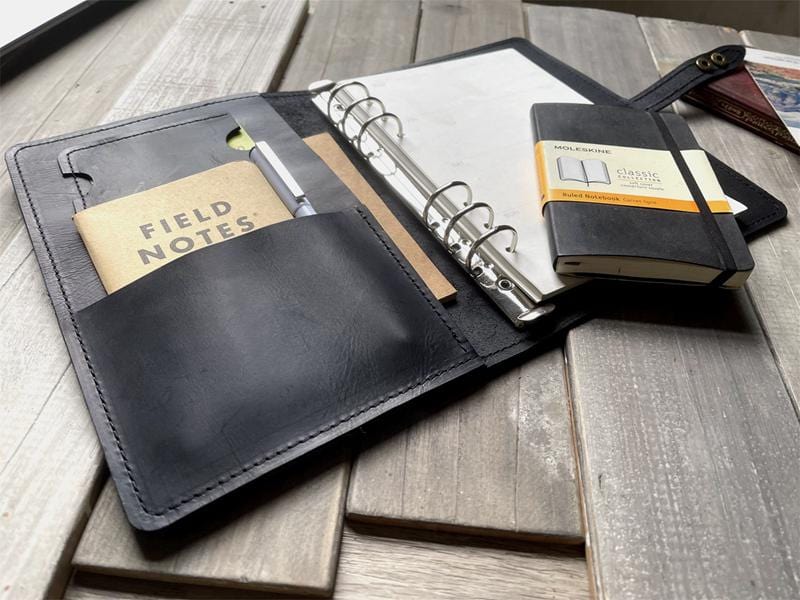 Premium Refillable Black Leather Journal for Writing, Sketching & Note Taking - Perfect for Travel, Office & Gift Giving