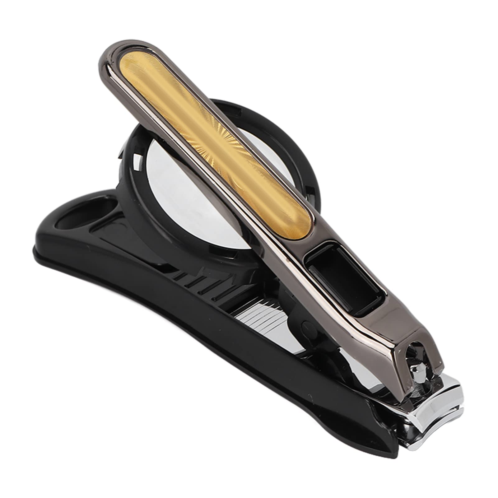 Premium Heavy Duty Nail Clipper Set with Magnifier - Professional Fingernail & Toenail Clippers for Seniors - Portable Nail Care Kit for Travel, Home Use, and Elderly Grooming Needs (Black)