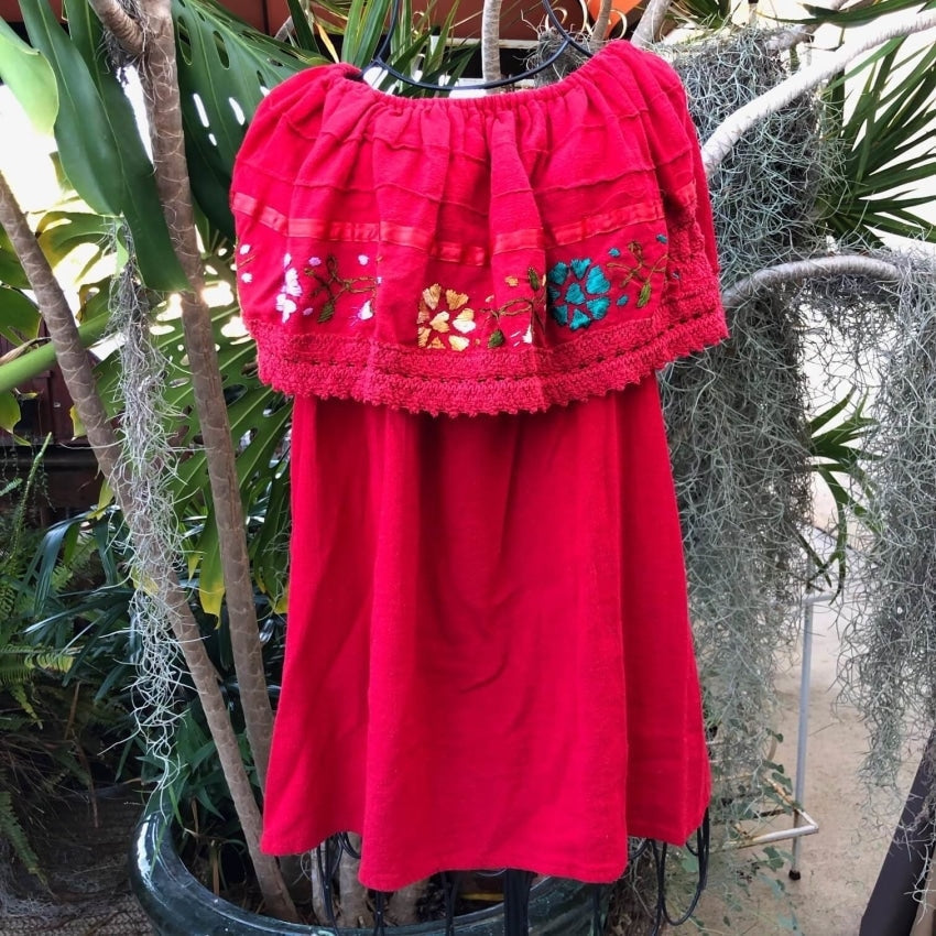 Vintage Cotton Embroidered Ruffled Blouse - Mexican Folkwear Boho Top for Women | Perfect for Festivals, Date Nights & Boho Chic Outfits