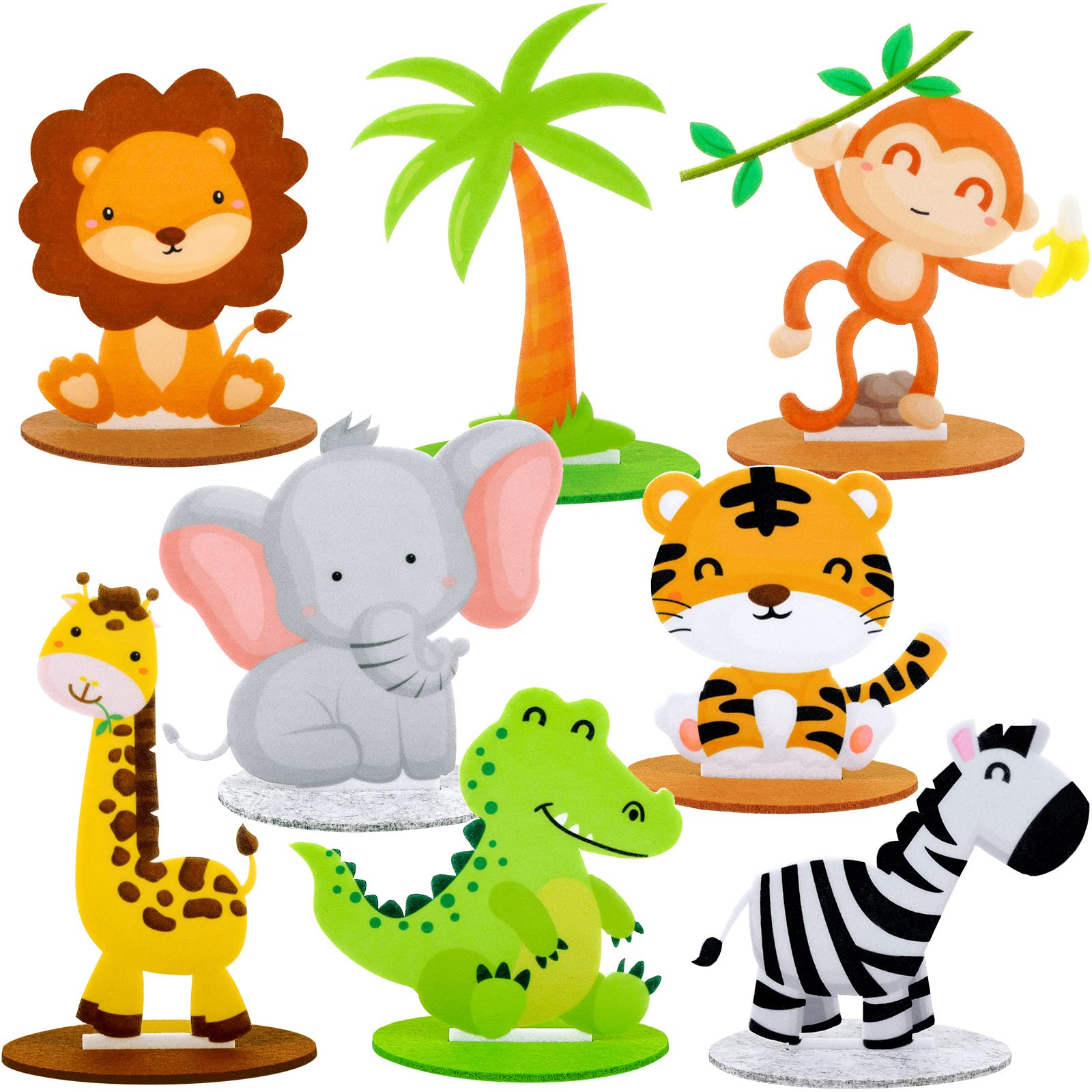 16-Piece Jungle Animal Party Centerpieces - Felt Safari Table Decor for Birthday, Baby Shower - Cute Jungle Theme Party Supplies for Kids & Adults - Perfect for Wild One Birthday, Safari Baby Shower, Zoo Themed Events