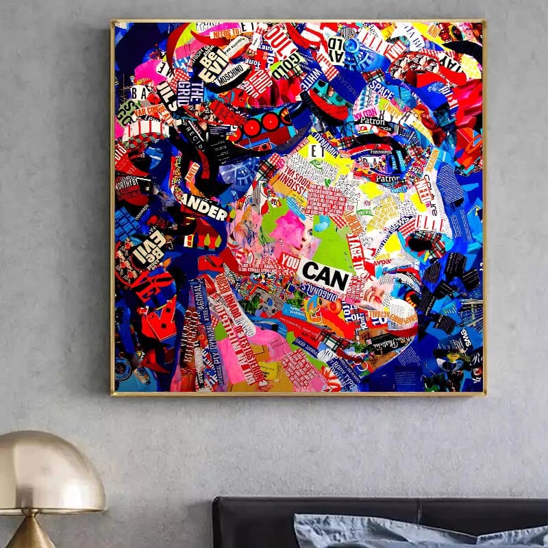 David Head Sculpture Graffiti Canvas Wall Art - Modern Abstract Home Decor for Living Room, Bedroom & Office | Unique Urban Street Art Painting