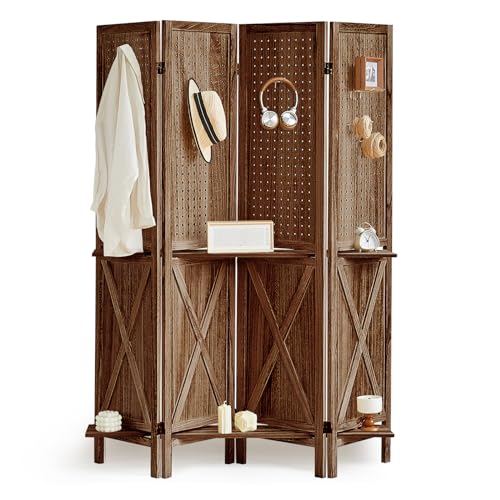 4 Panel With Shelf-brown