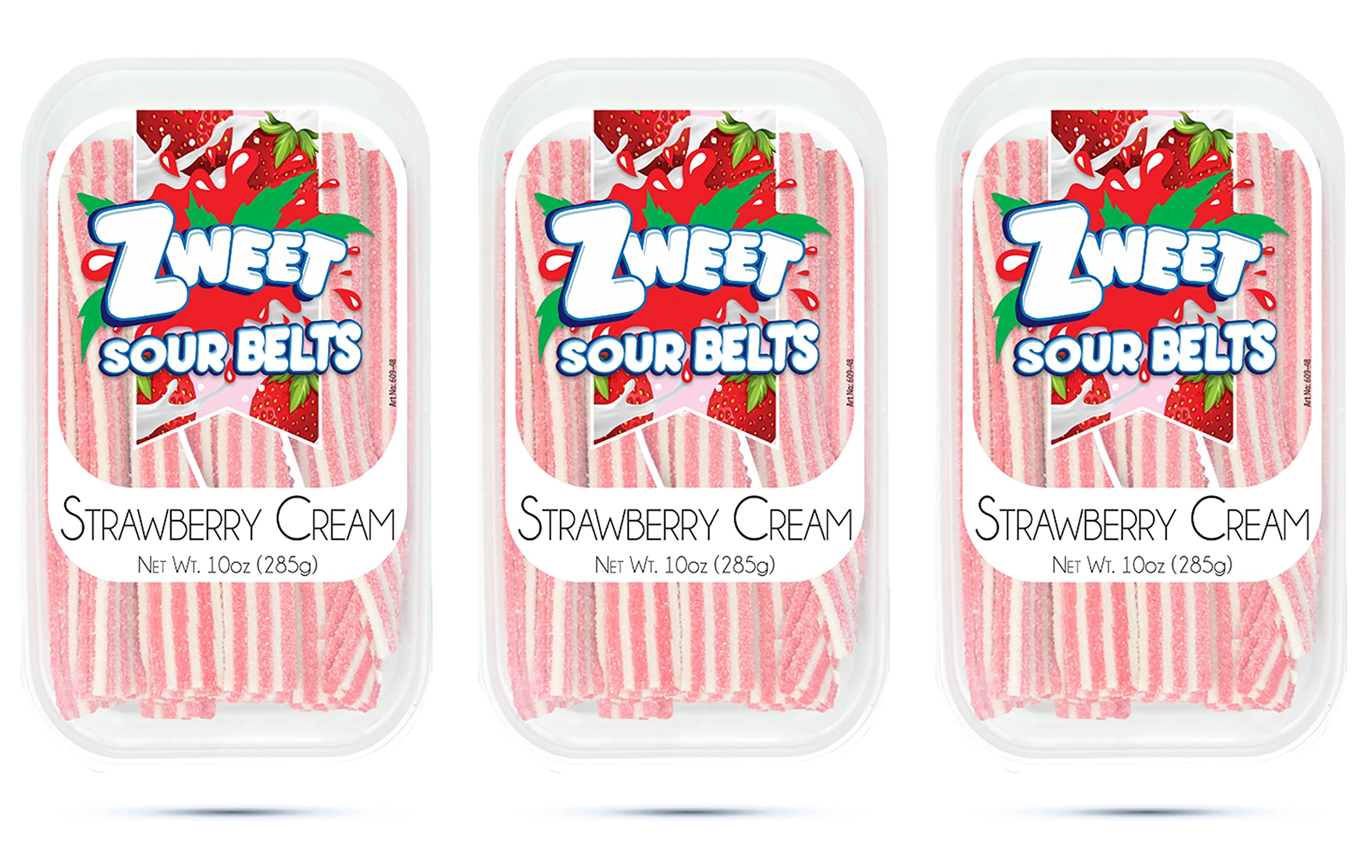 Sour Strawberry Cream Candy Belts - 3 Pack (10 Oz Each) | Kosher & Halal Certified | Resealable Sour Licorice Candy | Perfect for Parties, Movie Nights & Office Snacks