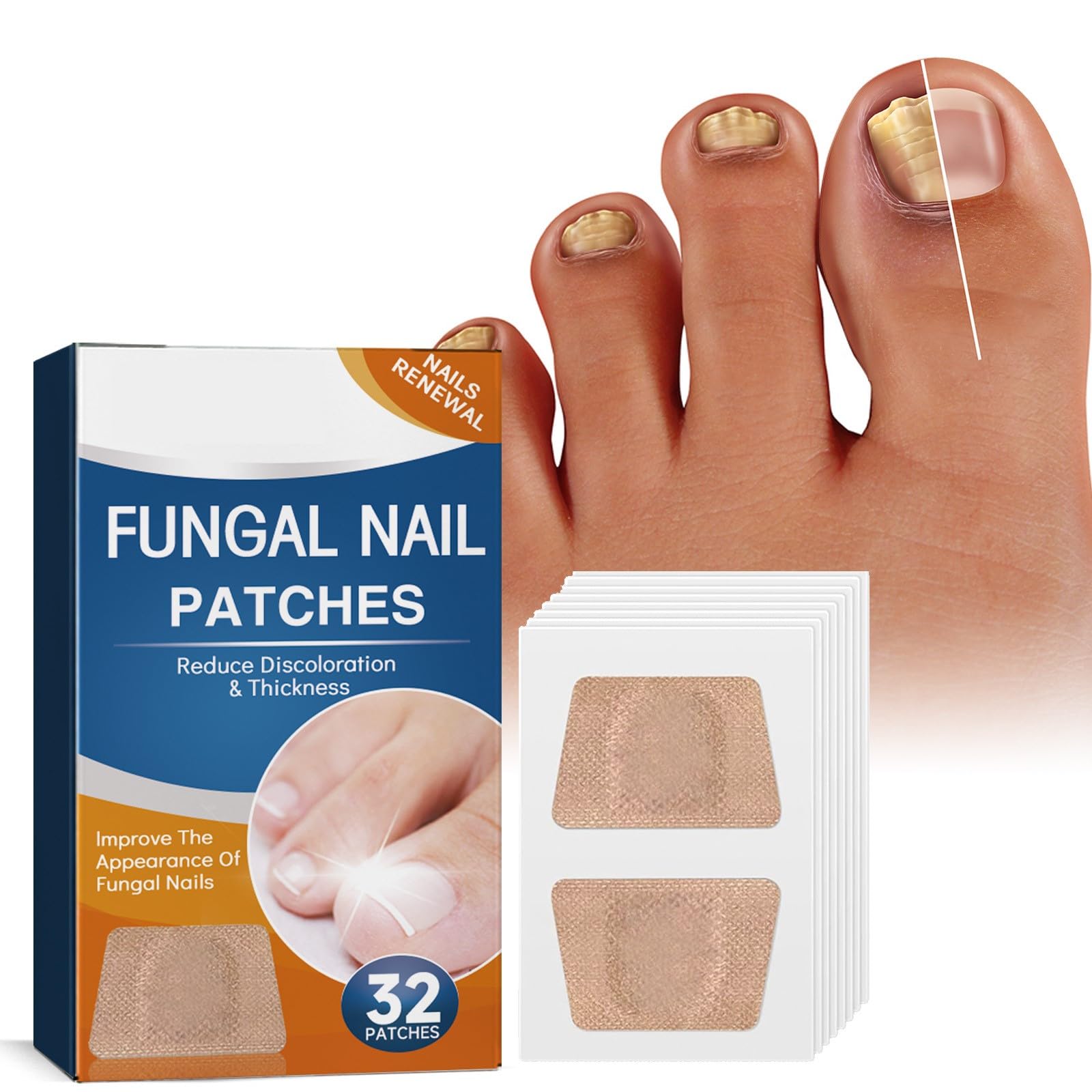 Extra Strength Toenail Fungus Treatment - 32 Pcs Antifungal Nail Patches for Damaged & Discolored Nails | 8-Hour Nighttime Renewal | Effective Fungal Infection Remedy for Healthier Looking Toenails - Perfect for Athletes, Swimmers & Active Lifestyles