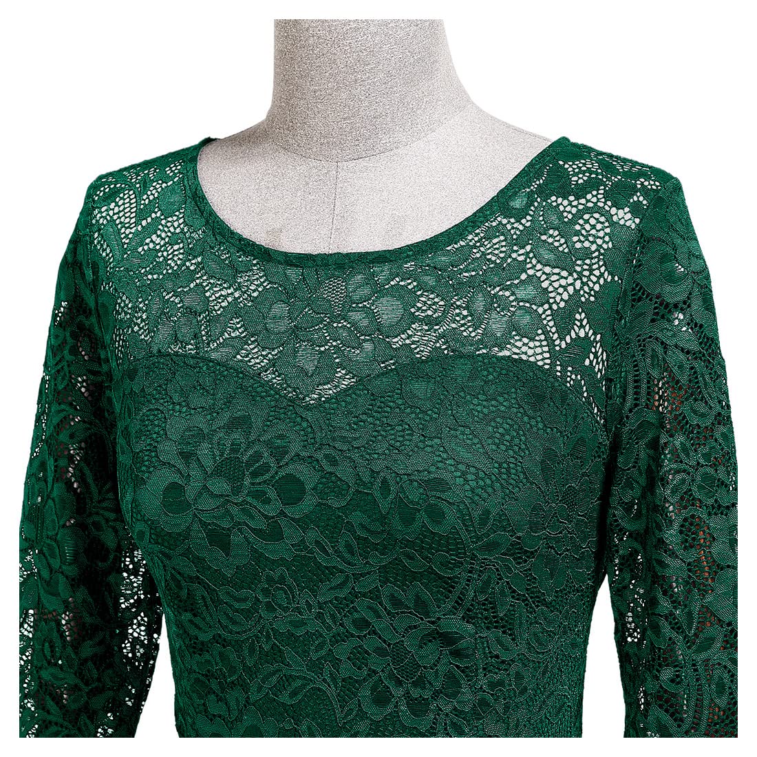Elegant Floral Lace Mermaid Evening Gown for Women - Formal 2/3 Sleeve Maxi Dress for Prom, Wedding & Special Occasions