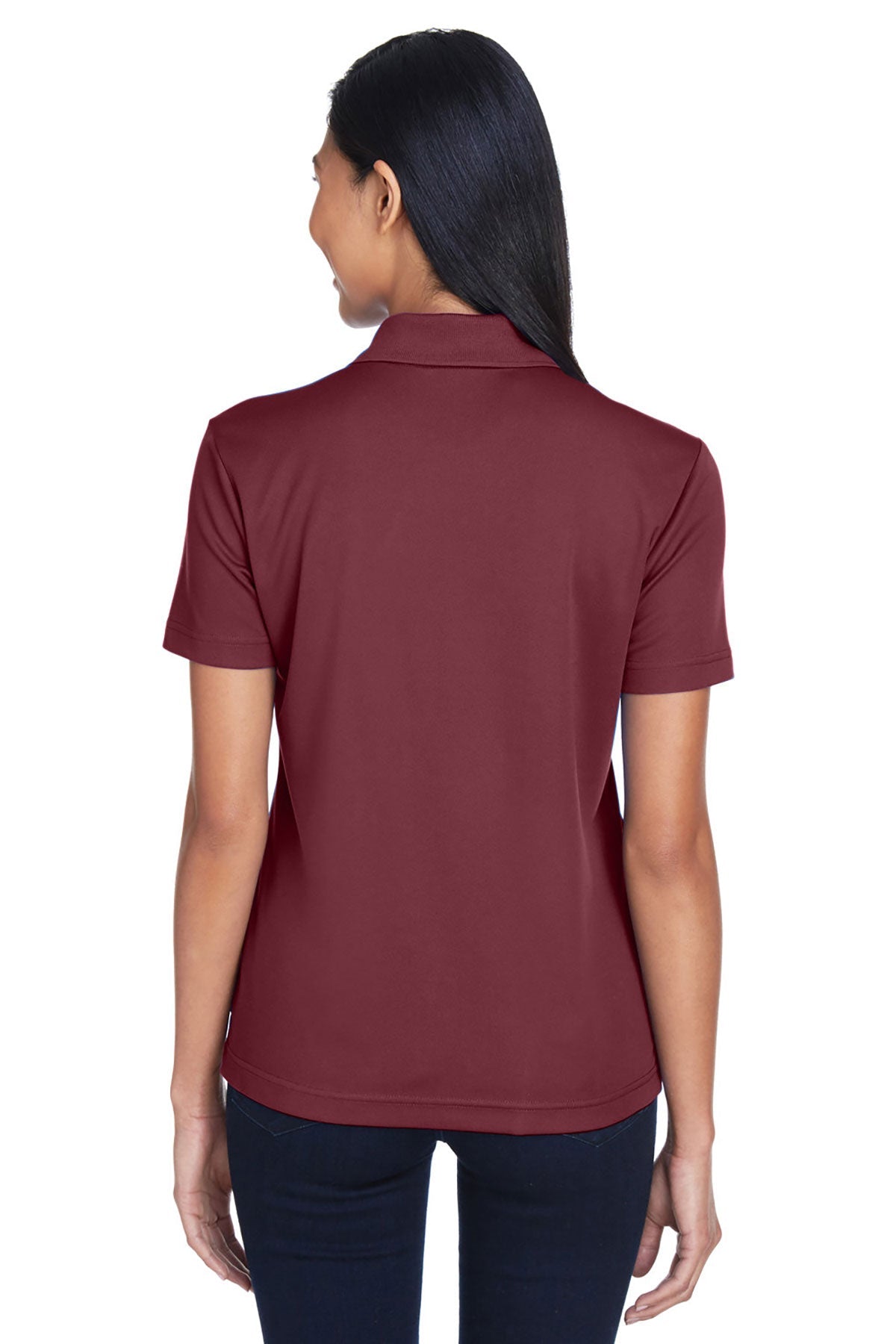 CORE365 Women's Performance Piqué Polo Shirt with Pocket - Burgundy - Breathable & Moisture-Wicking for Golf, Tennis & Business Casual Wear