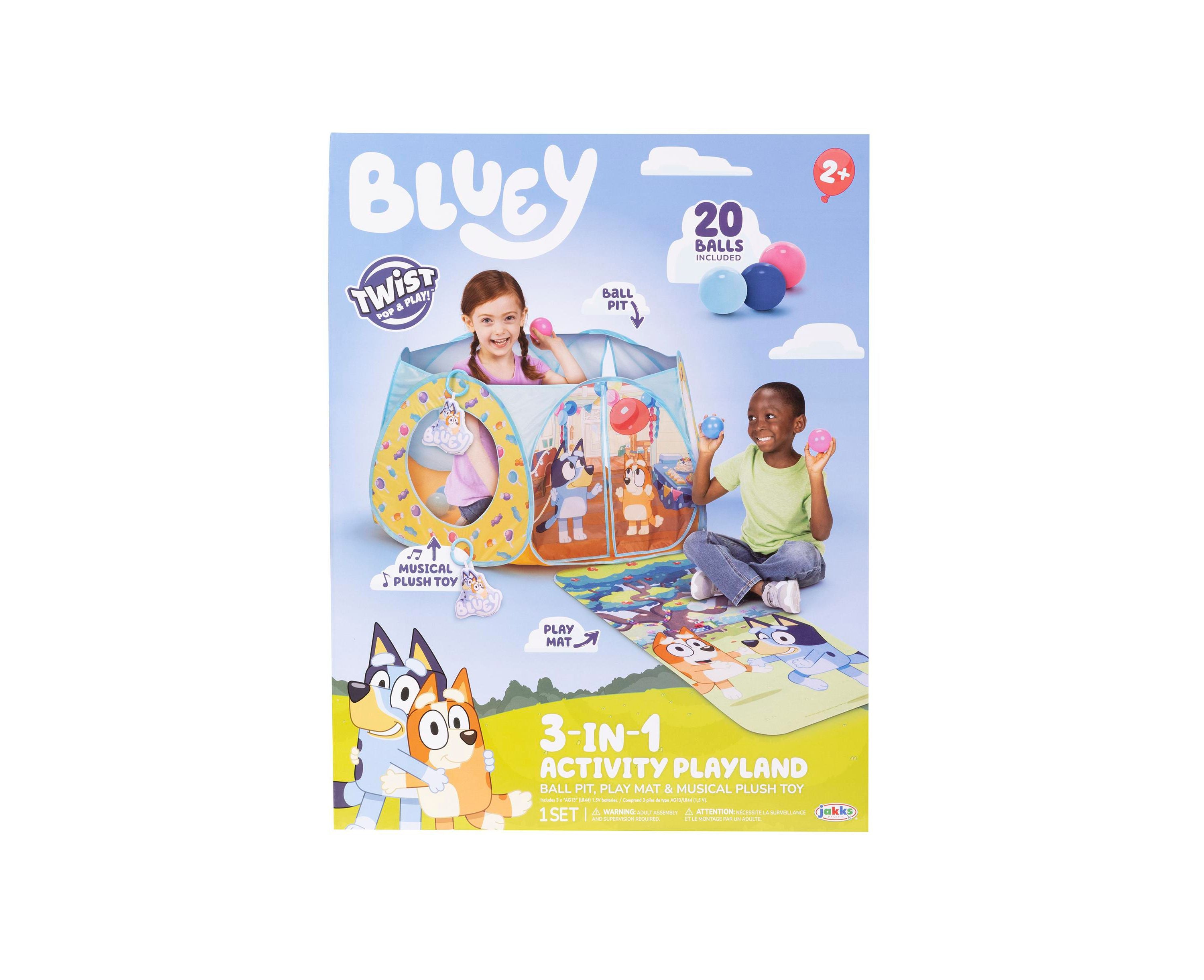 Bluey Twist Pop n' Play Ball Pit with 20 BPA-Free Balls & Sound Module - Fun Indoor Play Activity for Kids Birthday Parties & Toddler Sensory Play