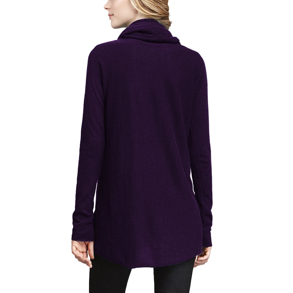 Parisbonbon Women's 100% Cashmere Cowl Neck Sweater - Soft Winter Pullover, Deep Violet, Size S | Cozy Fall & Winter Fashion for Office, Date Night & Casual Outfits
