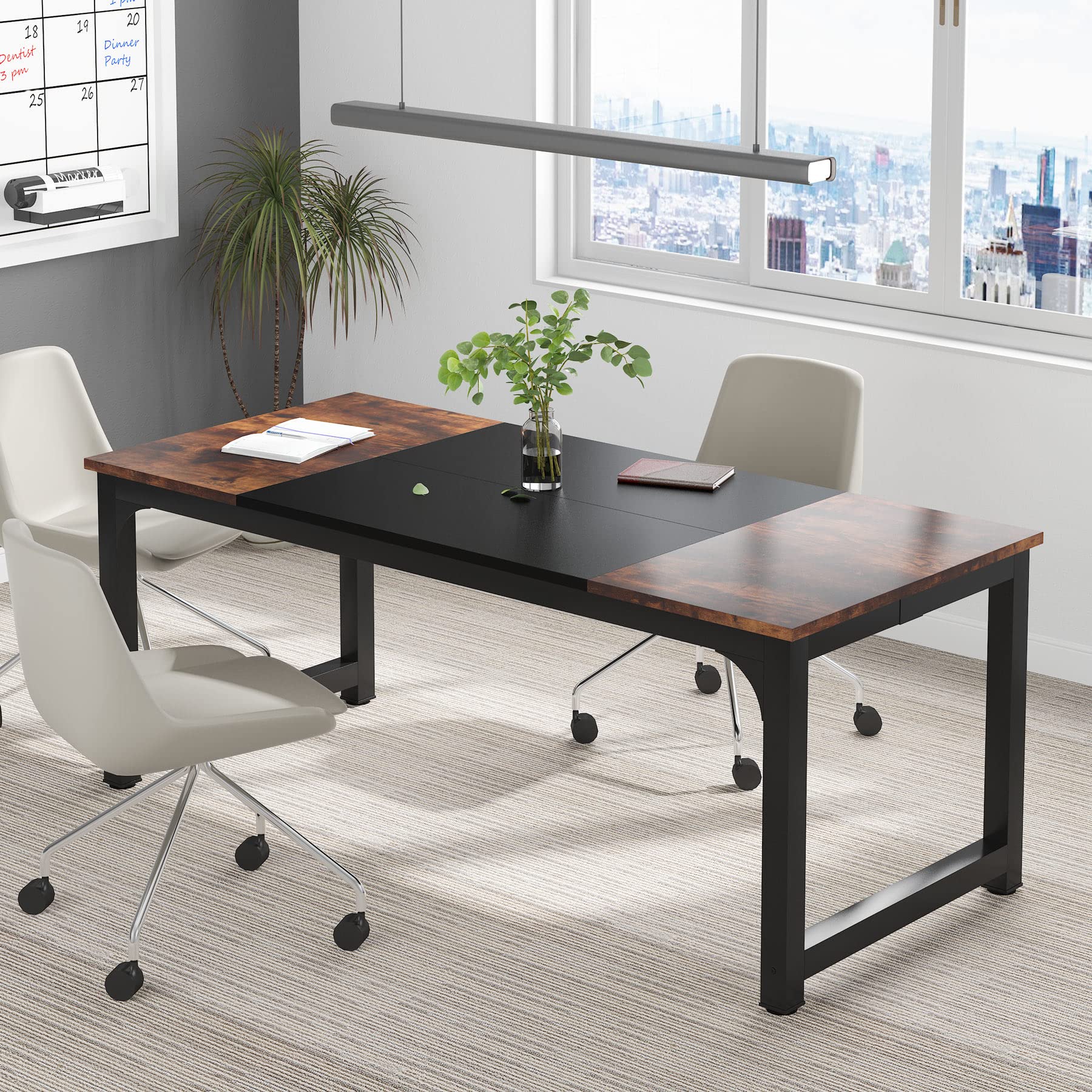 Tribesigns 70 Inch Modern Computer Desk - Large Office Desk with Black Metal Frame, Study Writing Workstation for Home Office | Perfect for Remote Work, Gaming & Study Spaces