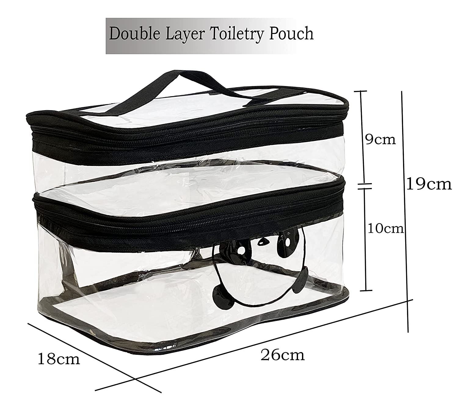 VIBGYOR Clear Travel Toiletry Bag for Makeup & Cosmetics - Double Layer PVC Waterproof Pouch for Women's Travel Essentials, Gym, Camping & Airport Security