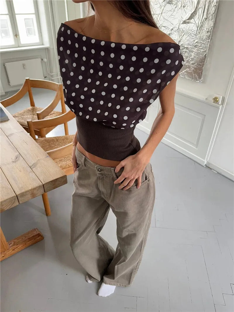 Women's Backless Polka Dot Crop Top - Summer Fashion Sleeveless Tank Top for Casual Wear, Beach Outfits & Night Out