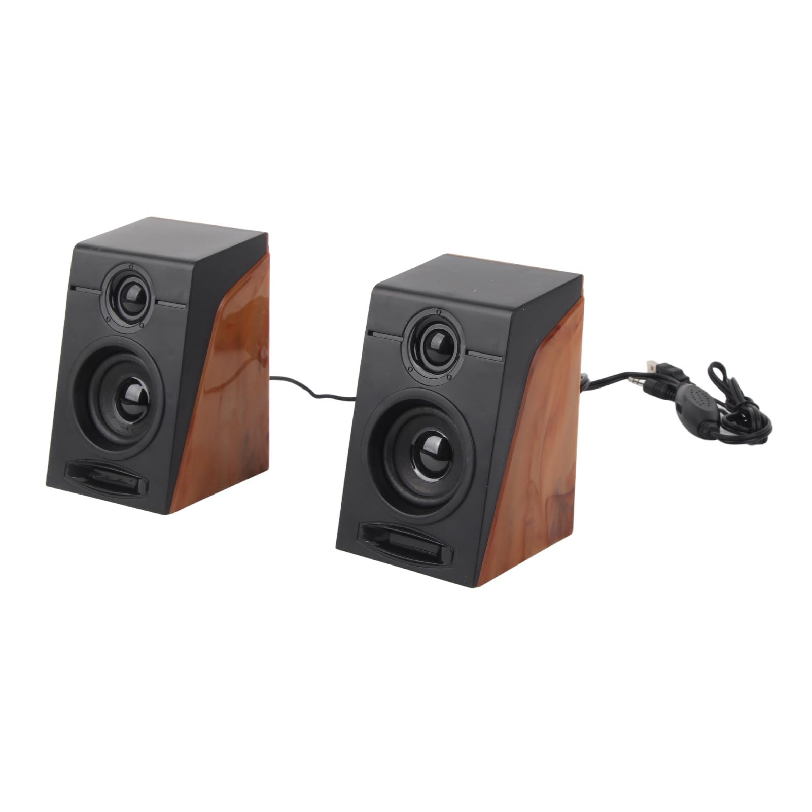 Wired HiFi Computer Speakers with Deep Bass, Wooden Design for Laptops, Phones, and TVs - Perfect for Home Office and Entertainment