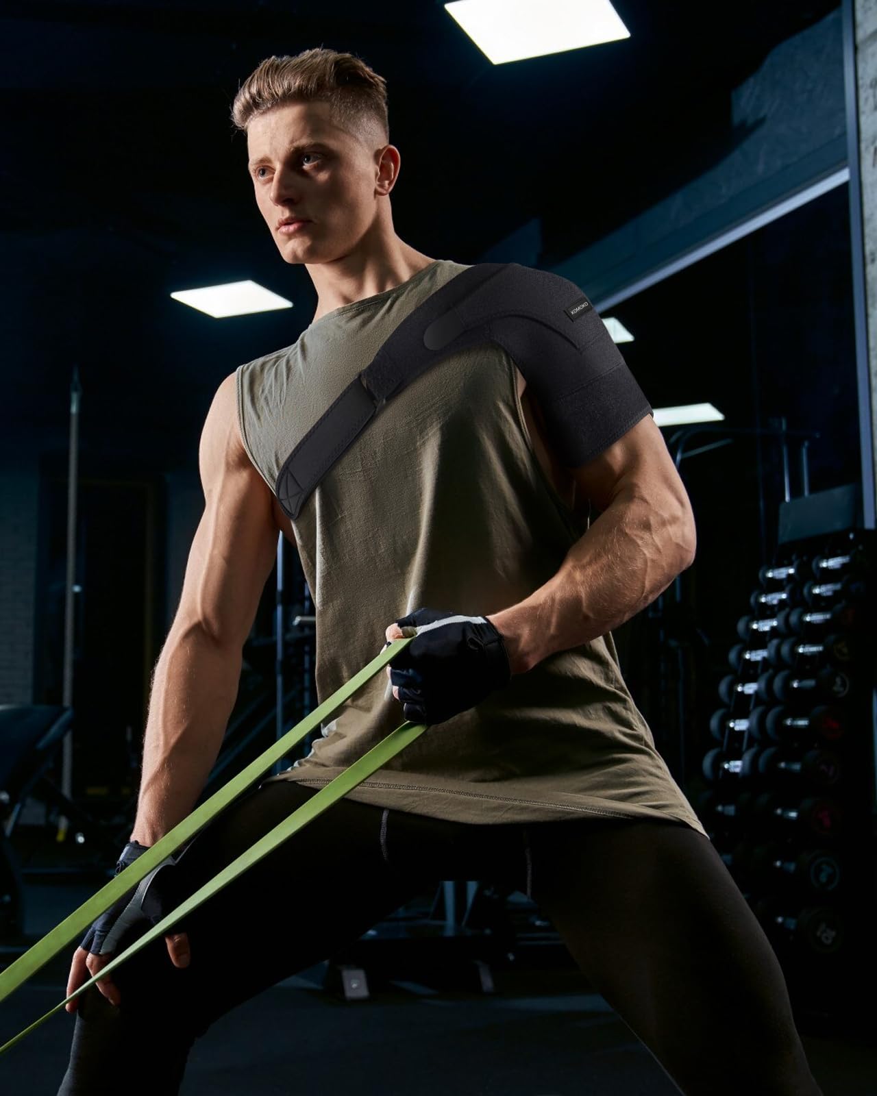 Komoko Shoulder Brace - Adjustable Rotator Cuff Support & Arm Sling for Pain Relief - Shoulder Compression Sleeve for Strains & Dislocation Prevention - Fits Left/Right Arm for Men & Women - Ideal for Sports Injuries, Post-Surgery Recovery & Daily Support