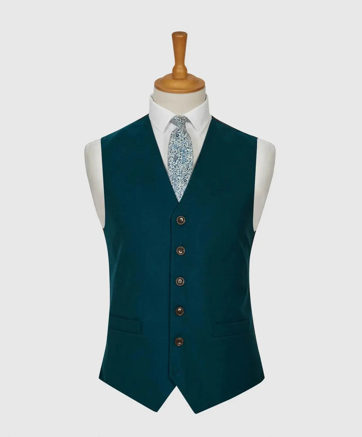 L A Smith Dark Teal Plain Country Waistcoat for Men - Vintage Style Vest for Casual Wear, Weddings & Outdoor Events