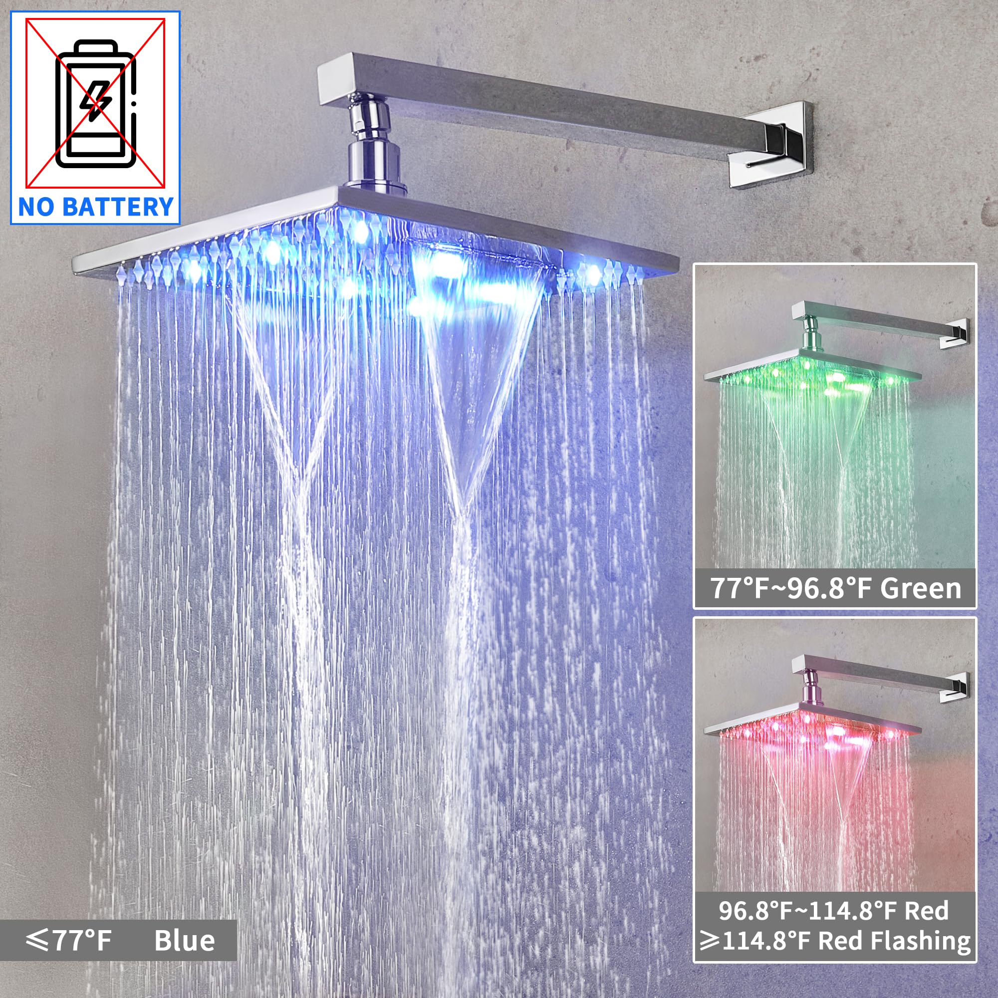 SKOWLL Rainfall Shower System - 10 Inch Wall Mounted Shower Head with Handheld Spray, Solid Brass Pressure Balancing Mixer Valve in Polished Chrome - Perfect for Luxurious Spa-Like Bathroom Experience