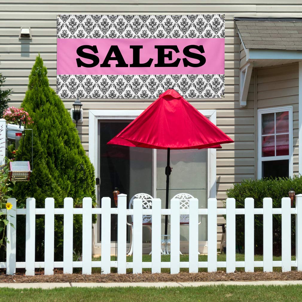Vinyl Banner - 48x96 Inches, Weatherproof & Durable with 8 Grommets - Pink Business Advertisement Sign for Outdoor, Industrial & Yard Use - Perfect for Sales, Events, and Promotions
