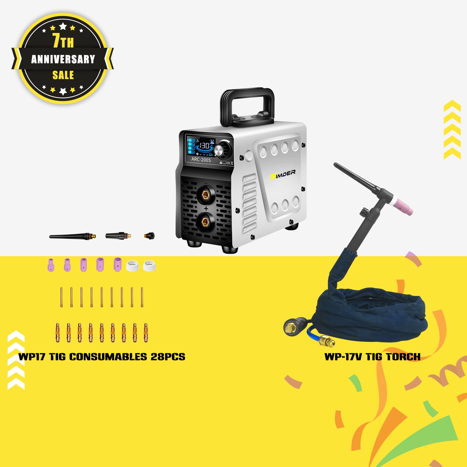 SSimder ARC 200S Stick Welder - 200 Amp Lift TIG/Stick 2-in-1 Welding Machine for Home DIY, Metal Fabrication & Auto Repair | Portable & Lightweight