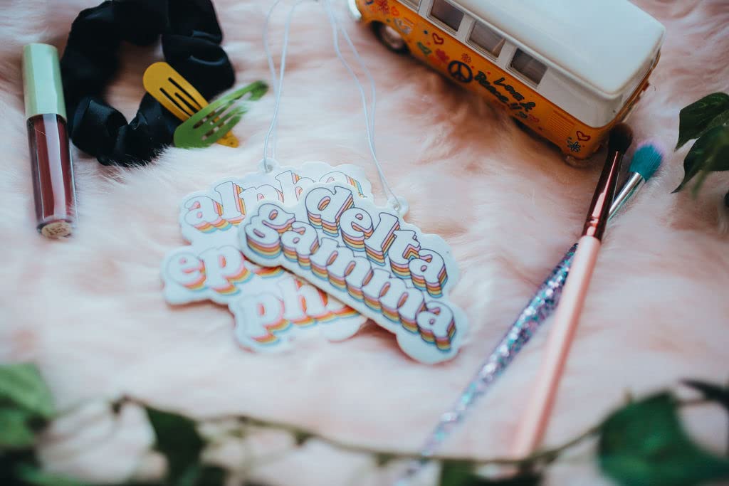 Delta Zeta Sorority Retro Air Freshener - Bubblegum Scented Car & Dorm Accessory - Perfect Sorority Gift for DZ Sisters - Use in Cars, Dorms, Lockers & Greek Life Events