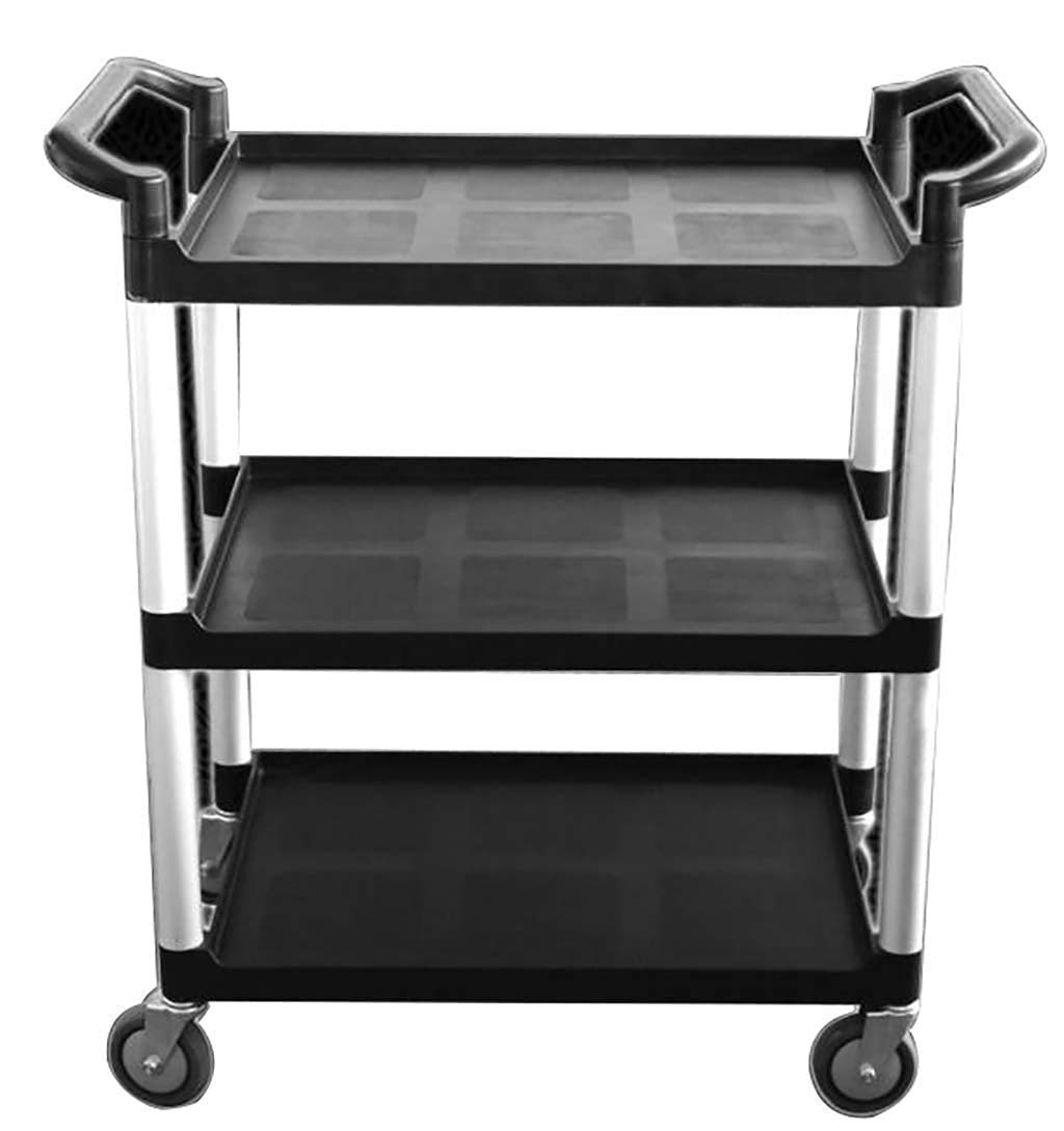 3-Tier Rolling Kitchen Cart with Wheels - Modern Plastic Bar Cart for Drinks, Wine & Beverages - Mobile Storage Trolley for Kitchen, Bathroom or Office (96x50x103cm) - Perfect for Entertaining, Small Space Storage & Home Organization