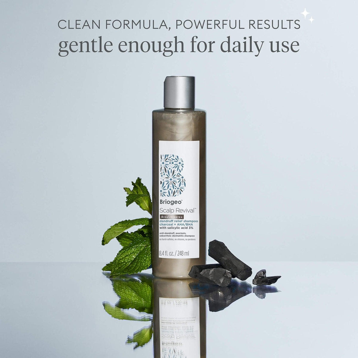 MegaStrength+ Anti Dandruff Shampoo with Charcoal & AHA/BHA - Soothes Itchy Scalp & Flakes for Men & Women - Daily Use for Healthy Hair Care