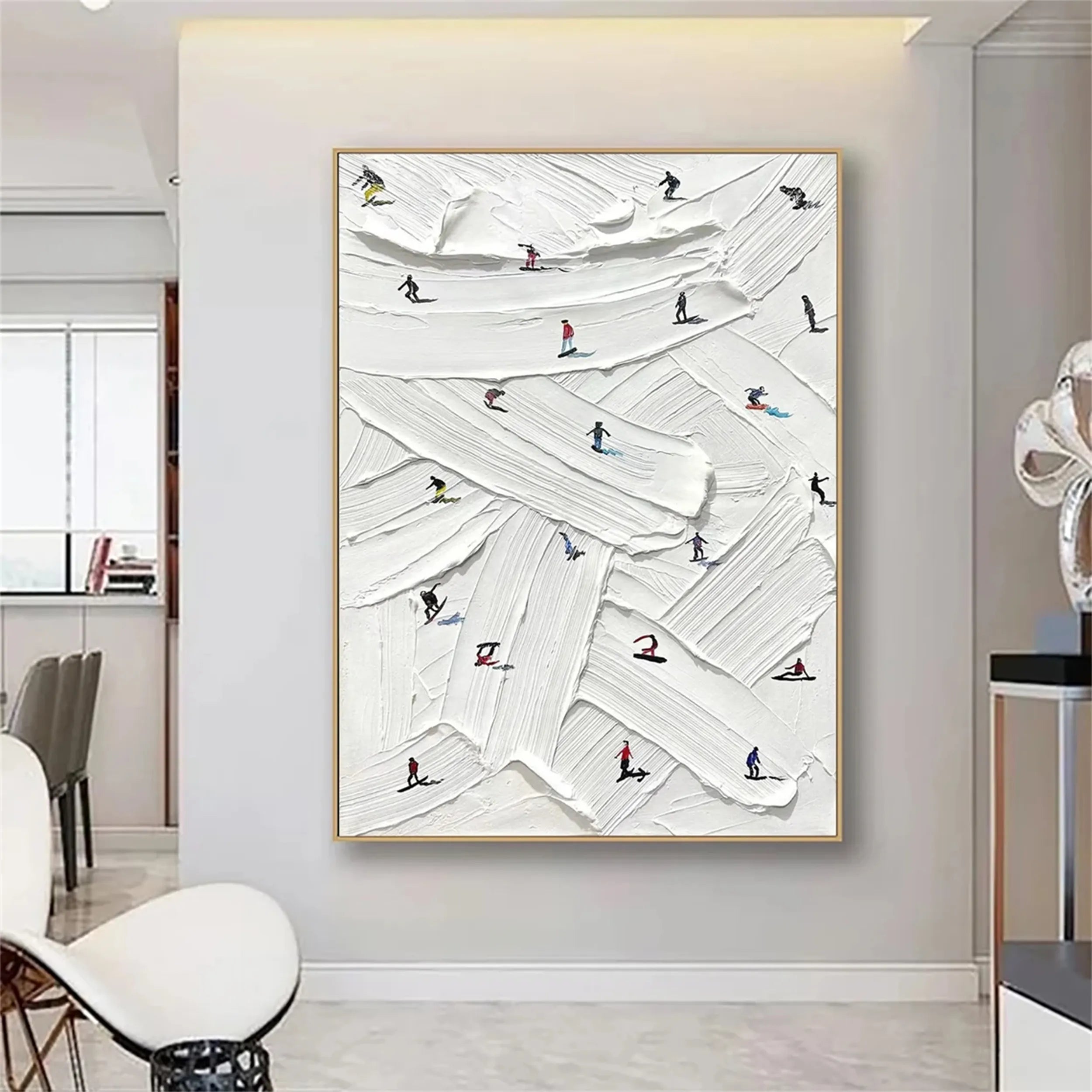 Premium Skiing Sport Art Textured Painting Canvas Wall Decor #MM216 - Perfect for Living Room, Bedroom & Ski Lodge Decor