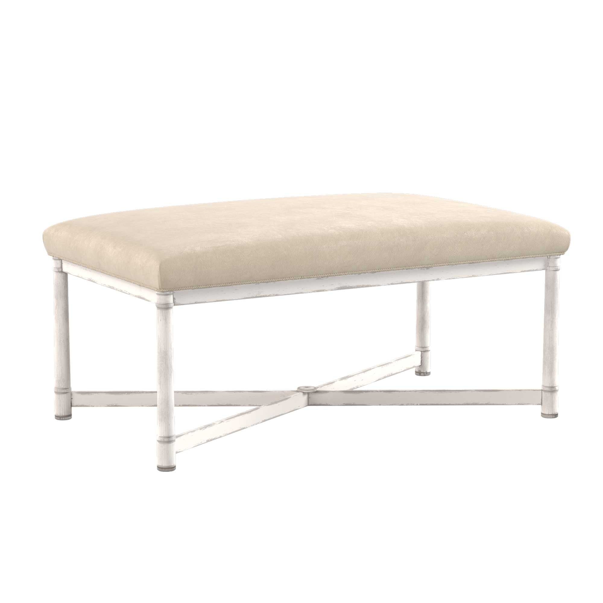 Boxwood Rectangular Upholstered Top Ottoman - Stylish Footrest and Extra Seating for Living Room, Bedroom or Office