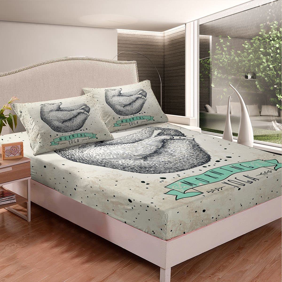 Feelyou Polar Bear Bed Sheet Set - 3Pcs Queen Size Cute Animal Print Fitted Sheet, Soft Microfiber Bedding for Kids & Adults - Perfect for Cozy Bedroom Decor & Winter Themed Rooms