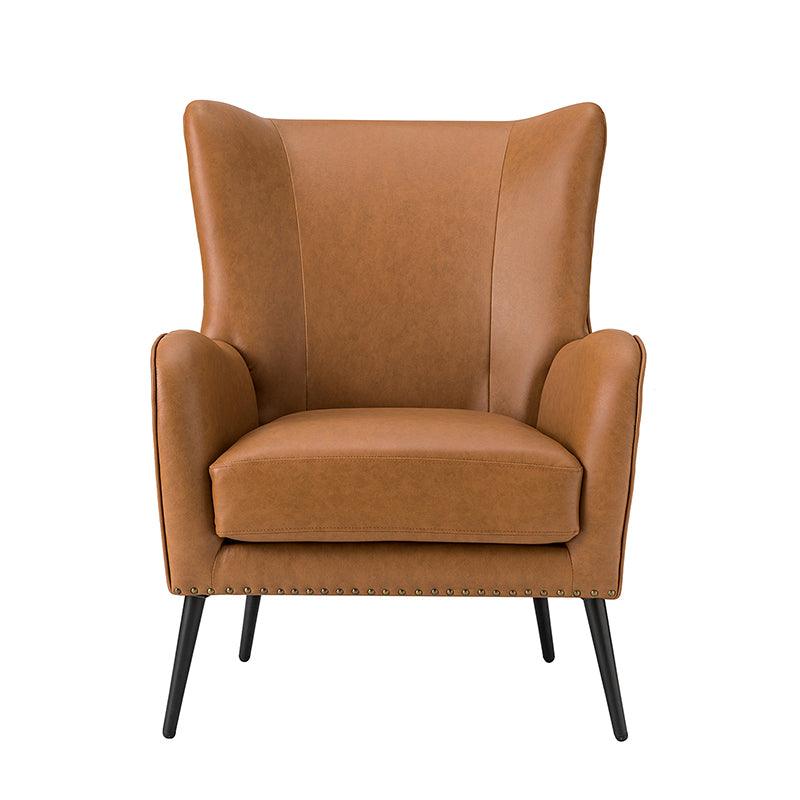 Stylish Shepherd Wingback Vegan Leather Armchair - Modern PU Leather Accent Chair for Living Room, Bedroom & Office - Comfortable Mid-Century Design with Optional Types