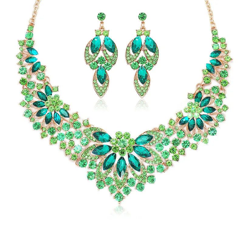Vintage Leaf and Flower Necklace Set - 2 Piece Luxury Jewelry for Women, Wedding Accessories, Bridal Party Gifts, Anniversary & Special Occasion Jewelry