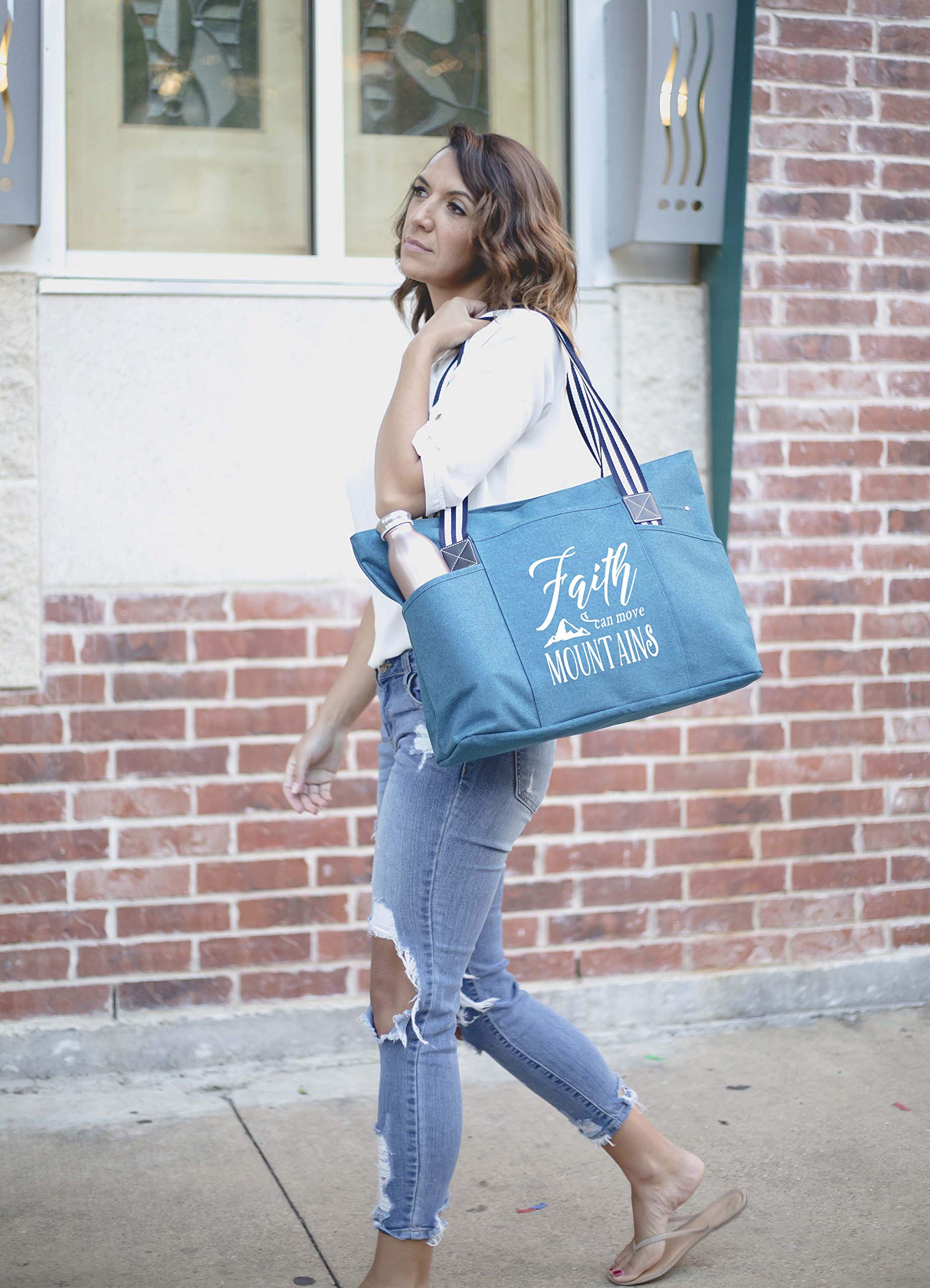 Brooke & Jess Designs Large Zippered Inspirational Tote Bags for Women - Christian Gift Ideas | Bible Study, Church, Work & Travel Tote