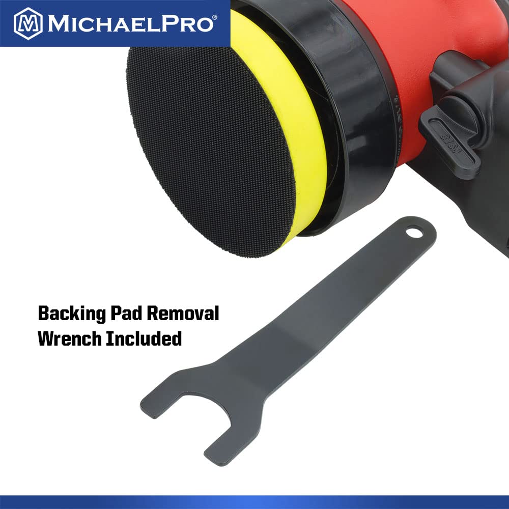 MichaelPro MPA01040 3-Inch Random Orbit Sander | 5mm Pneumatic Palm Sander for Woodworking, Metal & Composite Materials | Perfect for Sanding Furniture, Auto Body & DIY Projects