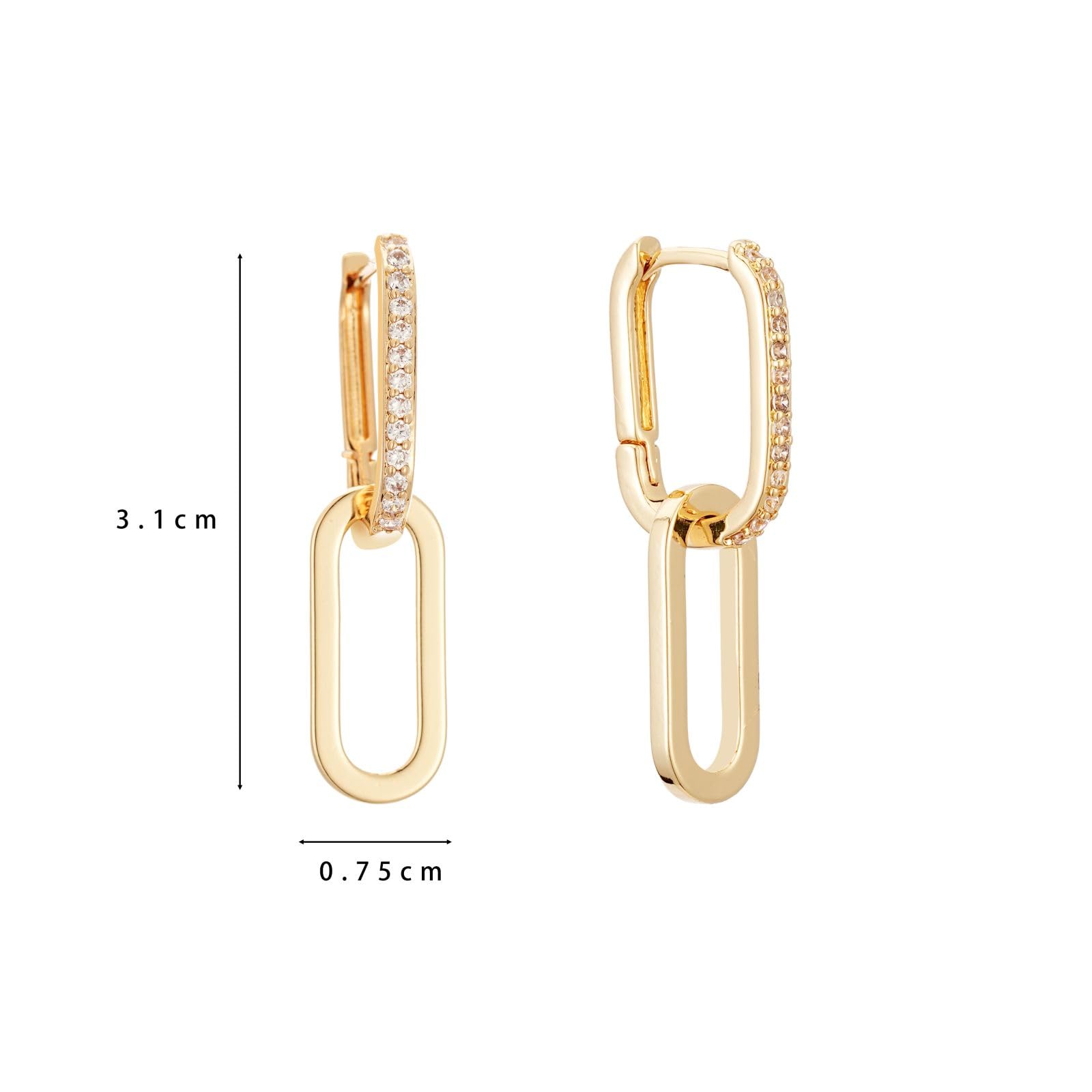 18K Gold Plated Paperclip Chain Link Earrings for Women - Trendy Rectangle Drop Dangle Hoop Earrings - Elegant Statement Jewelry Gift for Wedding, Party & Everyday Wear