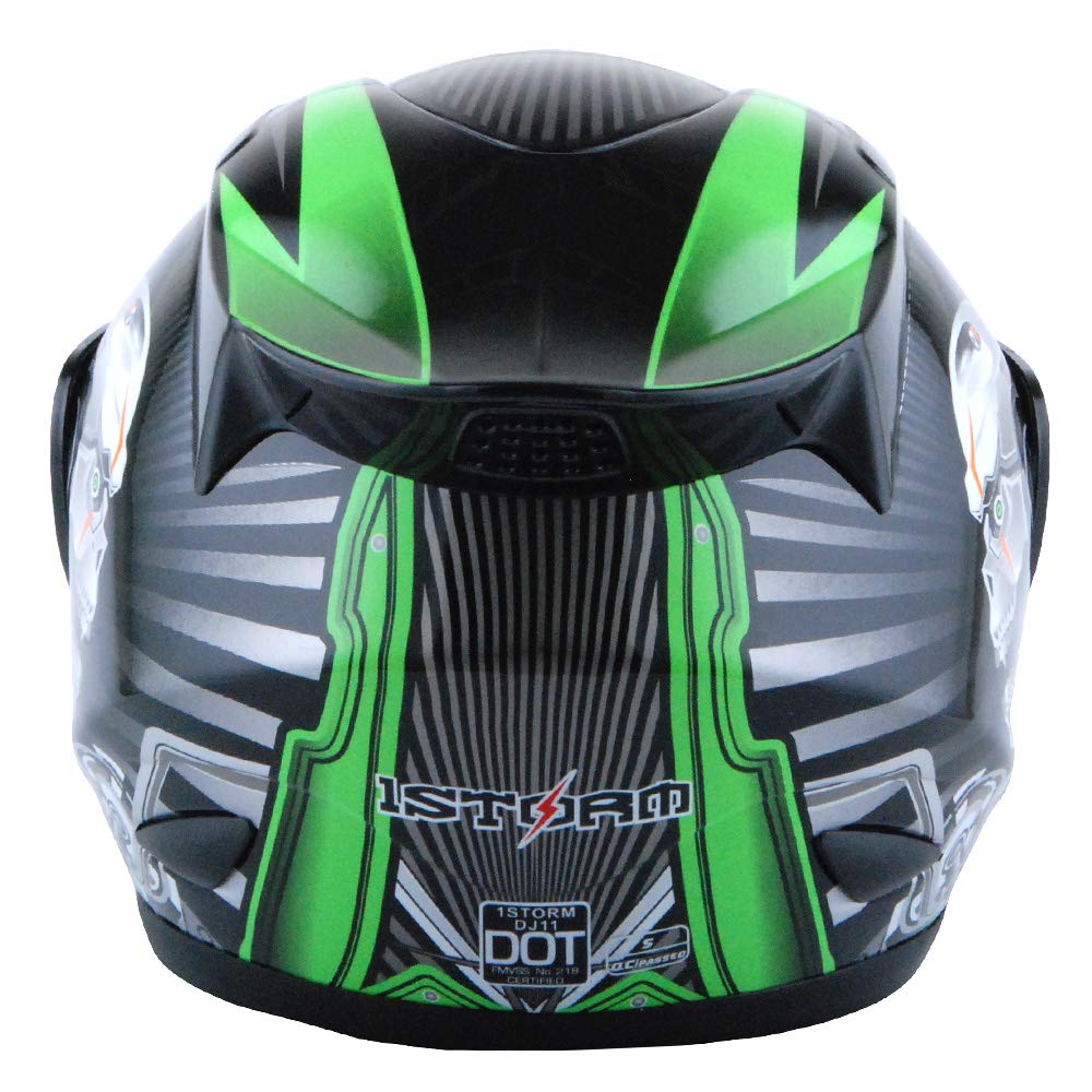 1Storm HJDJ11 Full Face Motorcycle Helmet - DOT Approved Mechanic Skull Design for Men & Women - Safe & Comfortable Riding Gear for Street Bikes, Cruisers, and Commuting