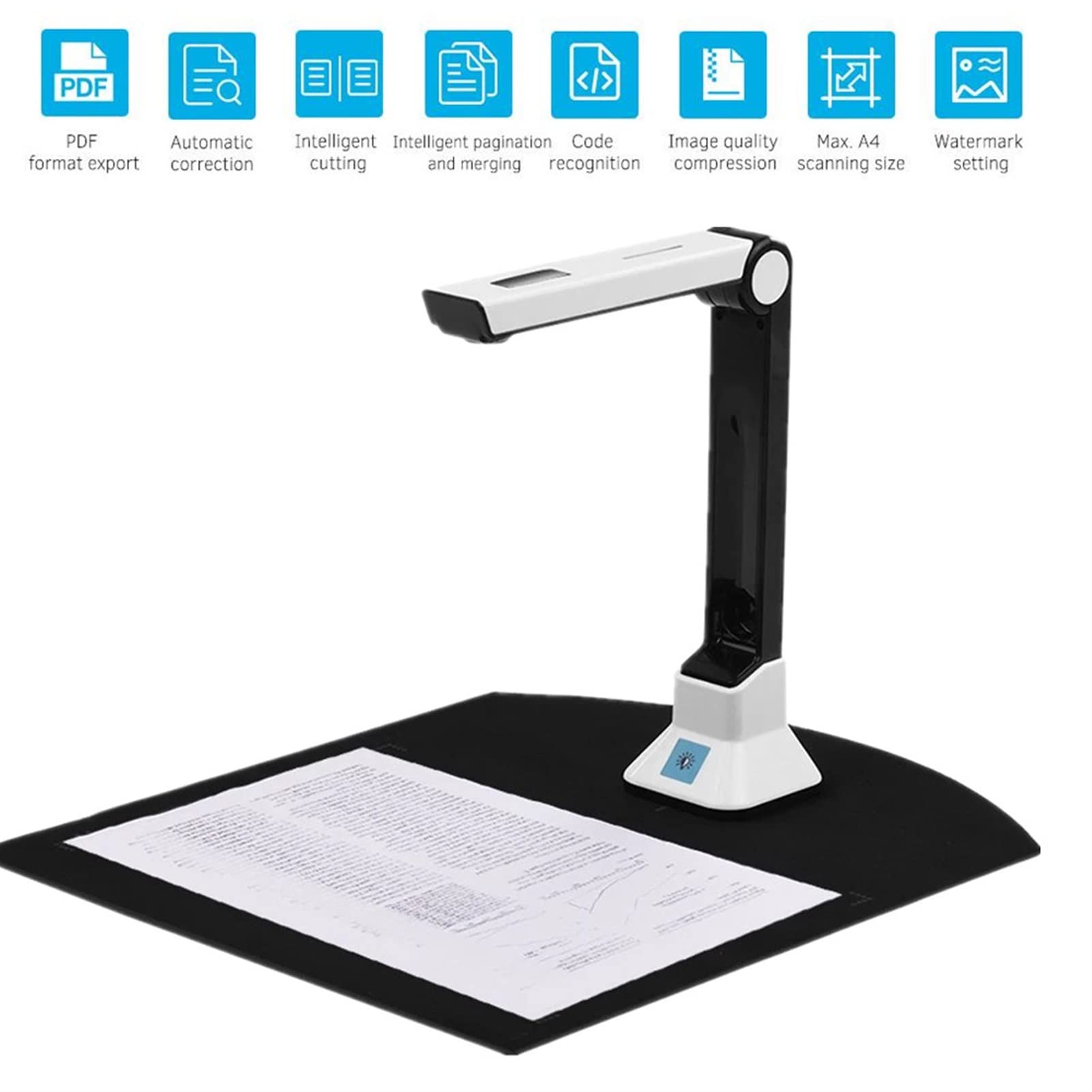 KOVOSCJ Portable Document Scanner - 10MP A4/A3 Book Scanner with Auto Focus & HD Camera - High-Speed Scanning for Office, School & Home Use