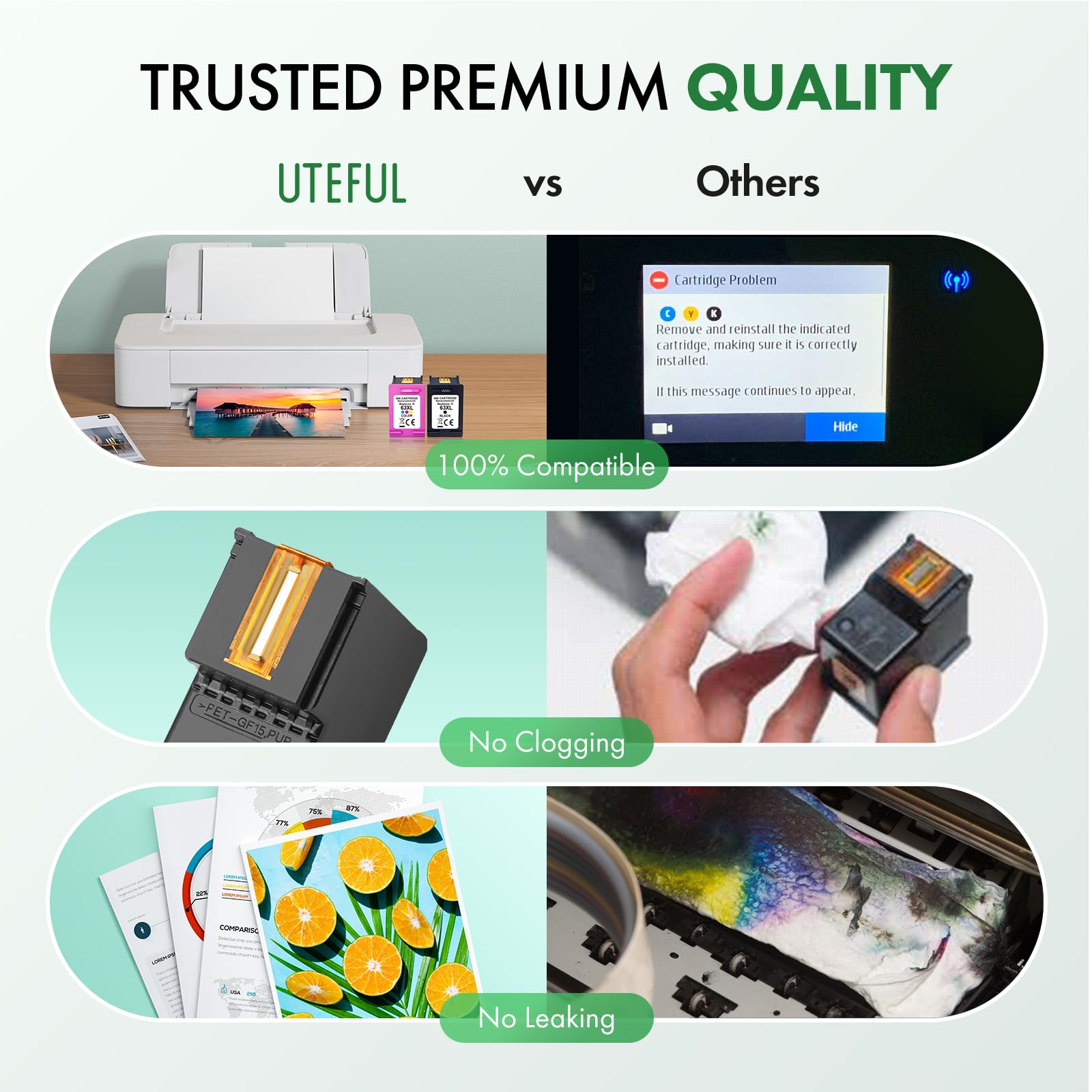 High-Quality Remanufactured HP 63 & 63XL Ink Cartridges - Compatible with OfficeJet 3830/4650/4655/5255/5258/5200, Envy 4510/4520, DeskJet 1110/3630 Printers (1 Black + 1 Tri-Color Pack) - Perfect for Home Office Printing, School Projects & Small Business Documents