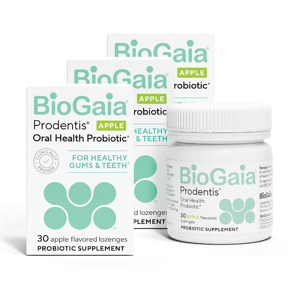 BioGaia Prodentis 3-Pack Dental Probiotic Lozenges - Apple Flavor | Supports Healthy Gums & Teeth | Oral Microbiome Balance | 90-Day Supply | Ideal for Daily Oral Care & Travel Use