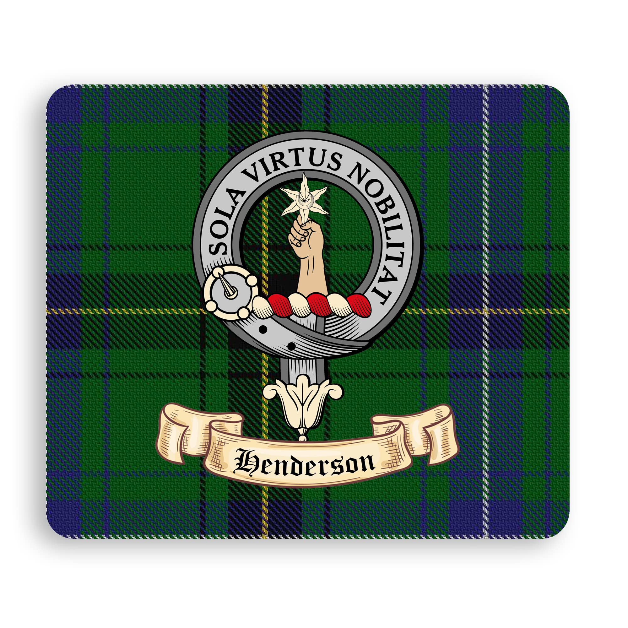Henderson Scottish Clan Tartan Mouse Pad with Clan Crest - Non-Slip Desk Accessory for Office, Gaming & Home Use