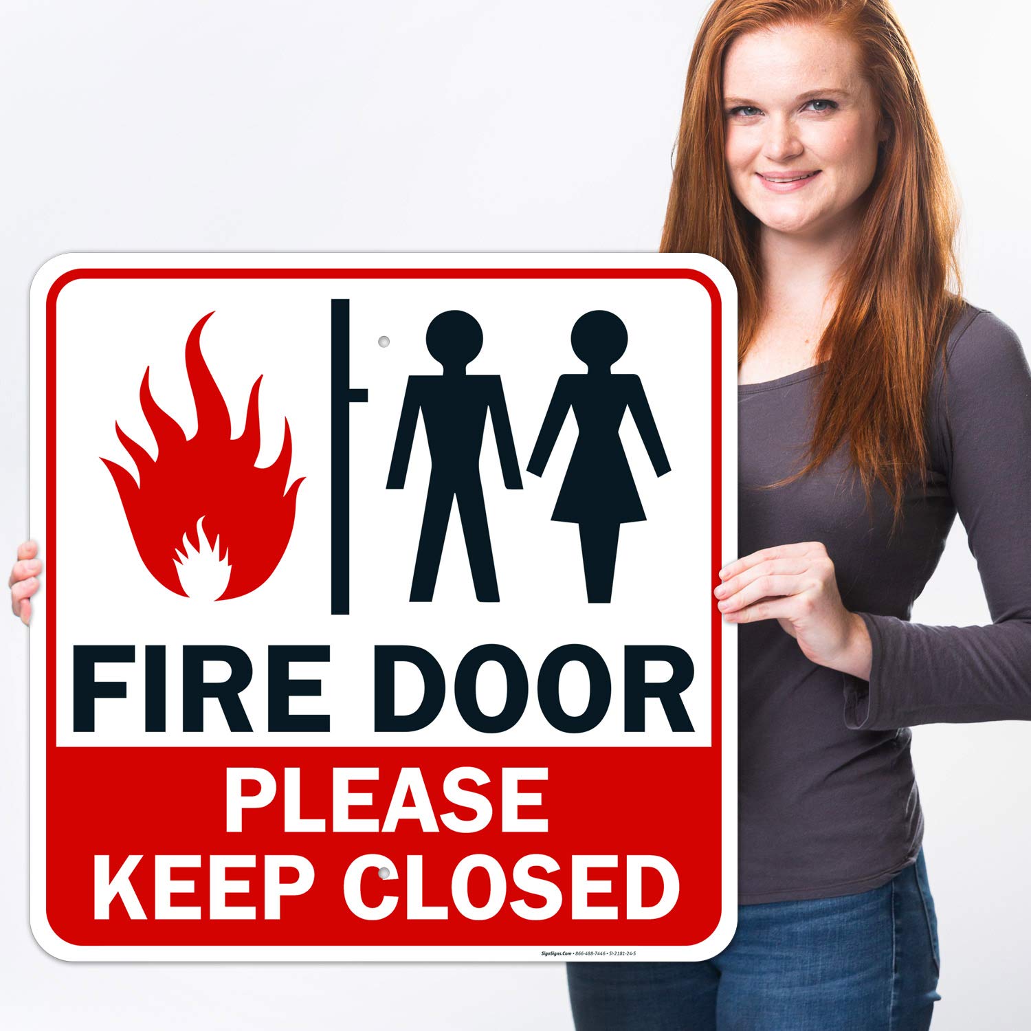 Fire Door Sign - 'Please Keep Closed' - 24x24 Inches Rust-Free .063 Aluminum - Fade Resistant & Easy Mounting for Indoor/Outdoor Use - Made in USA - Ideal for Commercial Buildings, Warehouses & Emergency Exits