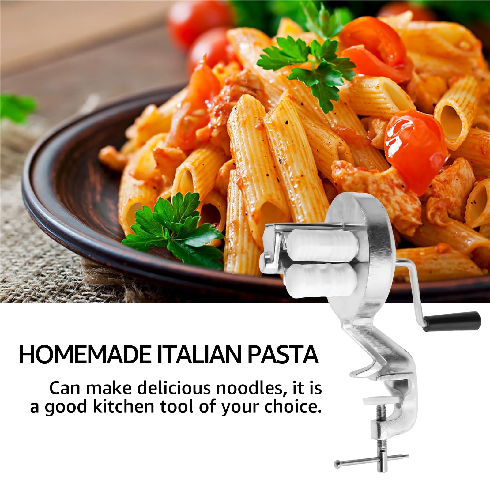 VAVPUP Manual Pasta Maker Machine - Hand Crank Cavatelli & Macaroni Maker - Durable Noodle Press for Authentic Italian Pasta - Perfect for Home Kitchens & Italian Cooking Enthusiasts - Ideal for Making Fresh Pasta, Cavatelli, Macaroni & More