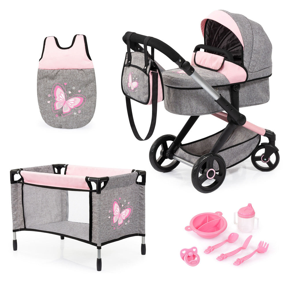 Bayer Design Fairy Themed Doll Stroller and Care Set - 10 Piece Mega Playset for Kids | Perfect for Imaginative Play, Role-Playing, and Gift Giving