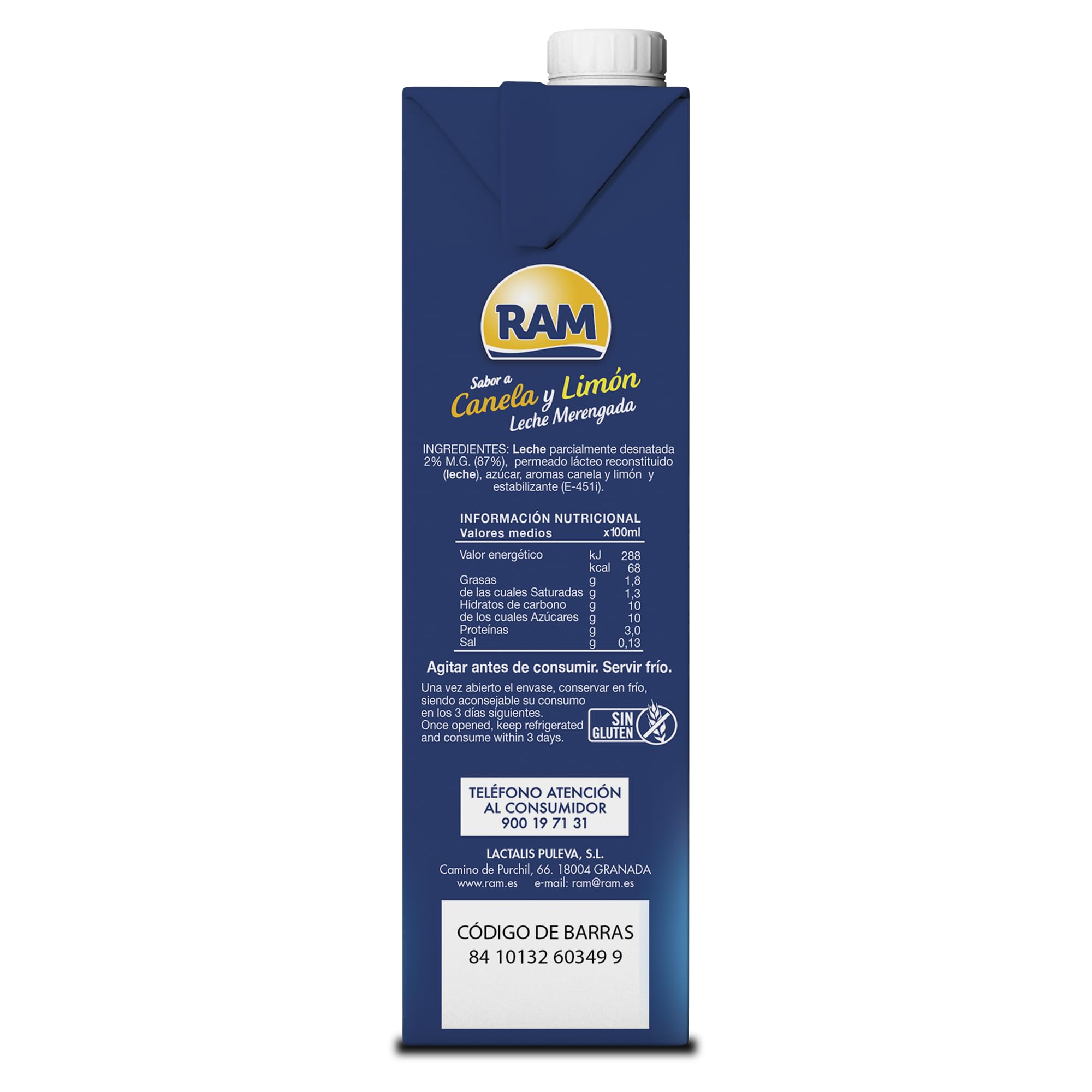 Leche Merengada Canela y Limón Ram 1L - Refrescante Bebida de Merengue con Canela y Limón, Ideal para Postres y Reuniones Familiares