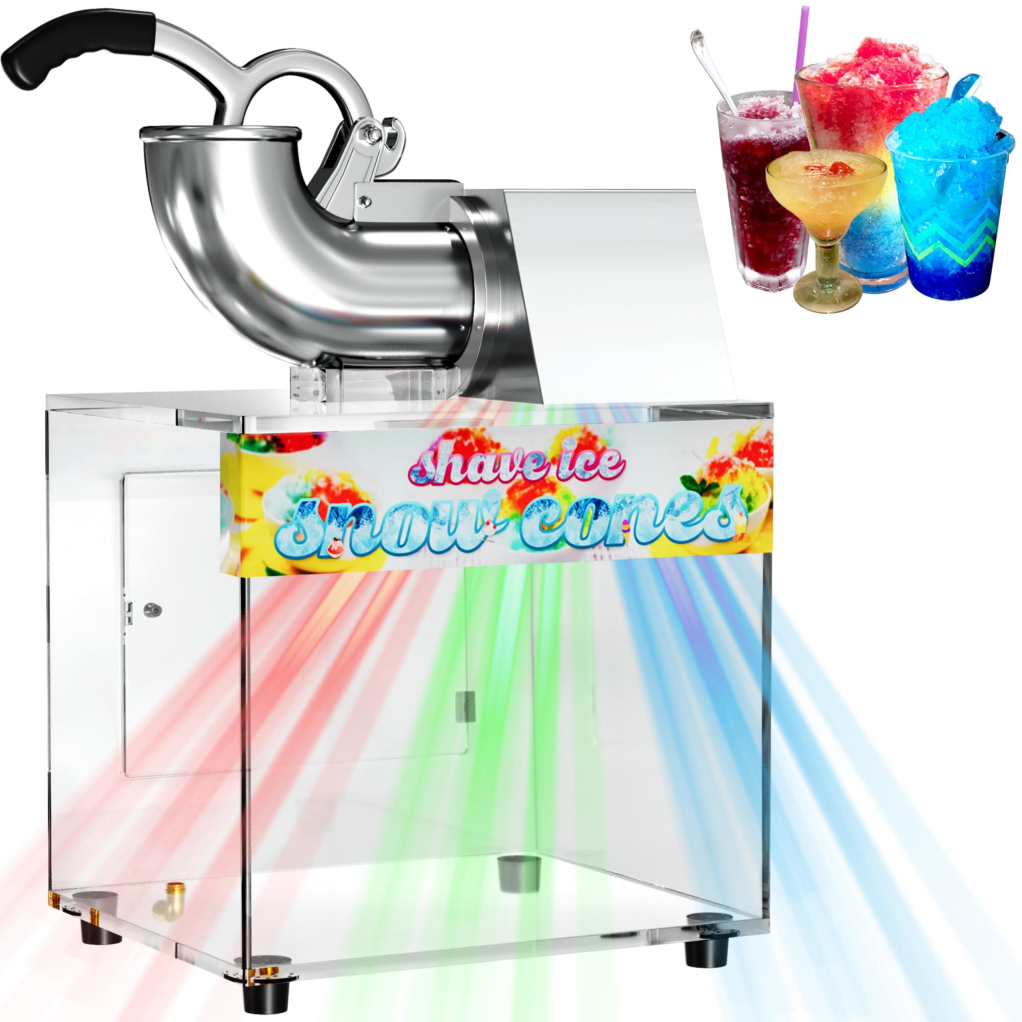 48L Commercial Snow Cone Machine - 500LB/H Electric Shaved Ice Maker with 300W Motor for Parties, Events & Family Gatherings - Perfect for Summer Treats, Carnival Snacks, and Backyard BBQ Entertainment