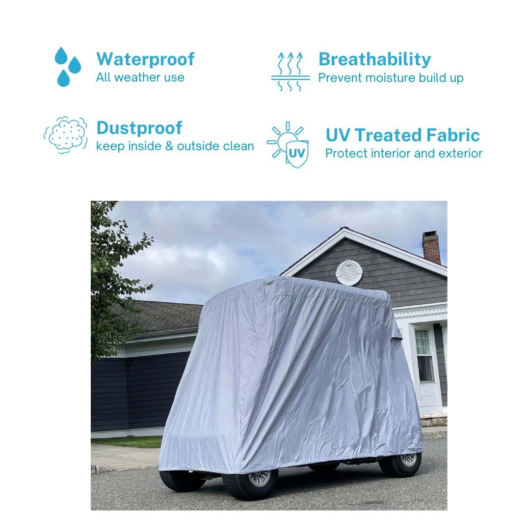 Waterproof & Dustproof Golf Cart Cover for EZ Go, Club Car, Yamaha - Fits 6 Passenger Carts up to 144