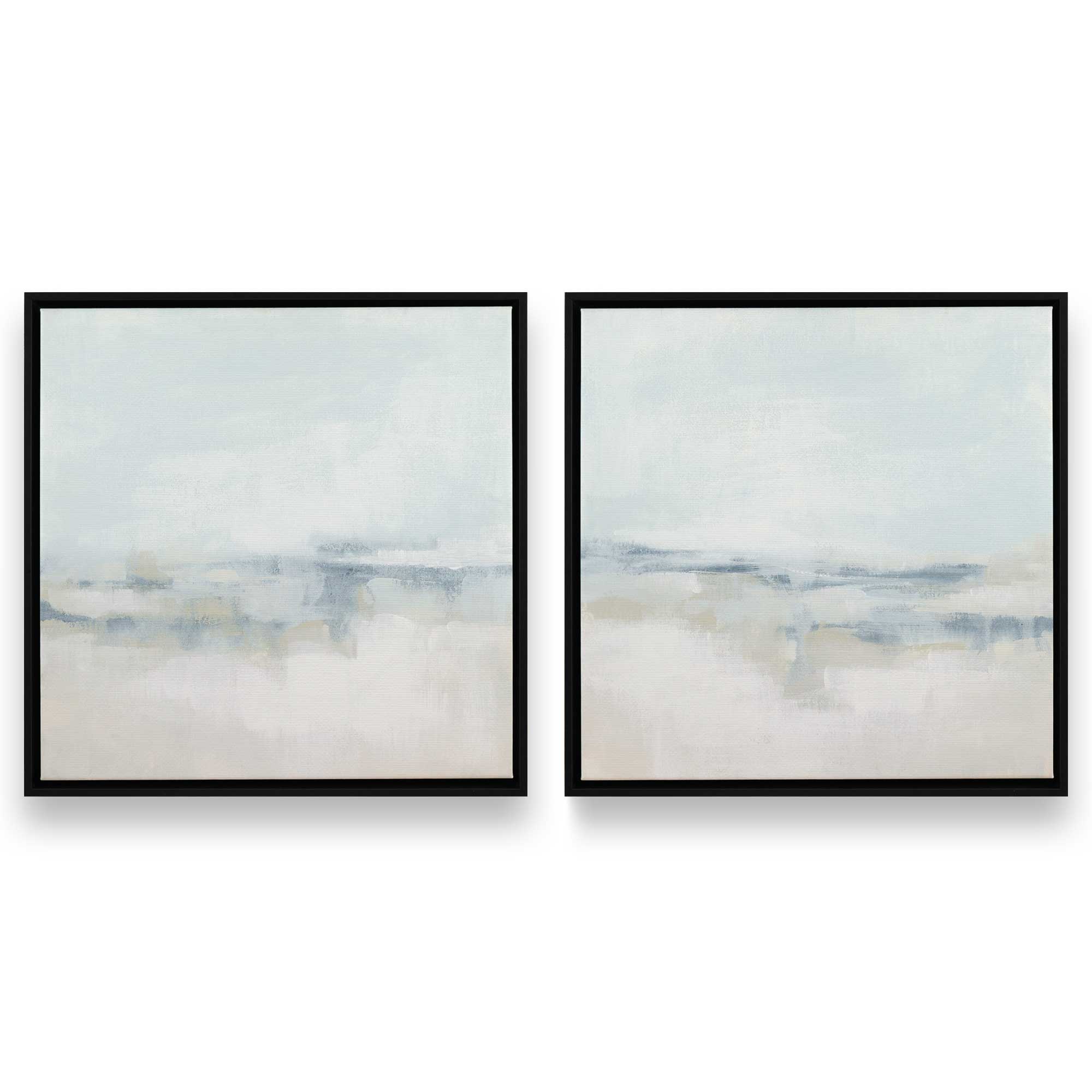 Cloudy Shoreline Hues - Set of 2 Premium Canvas Wall Art Prints for Coastal Home Decor | Perfect for Living Room, Bedroom & Beach House