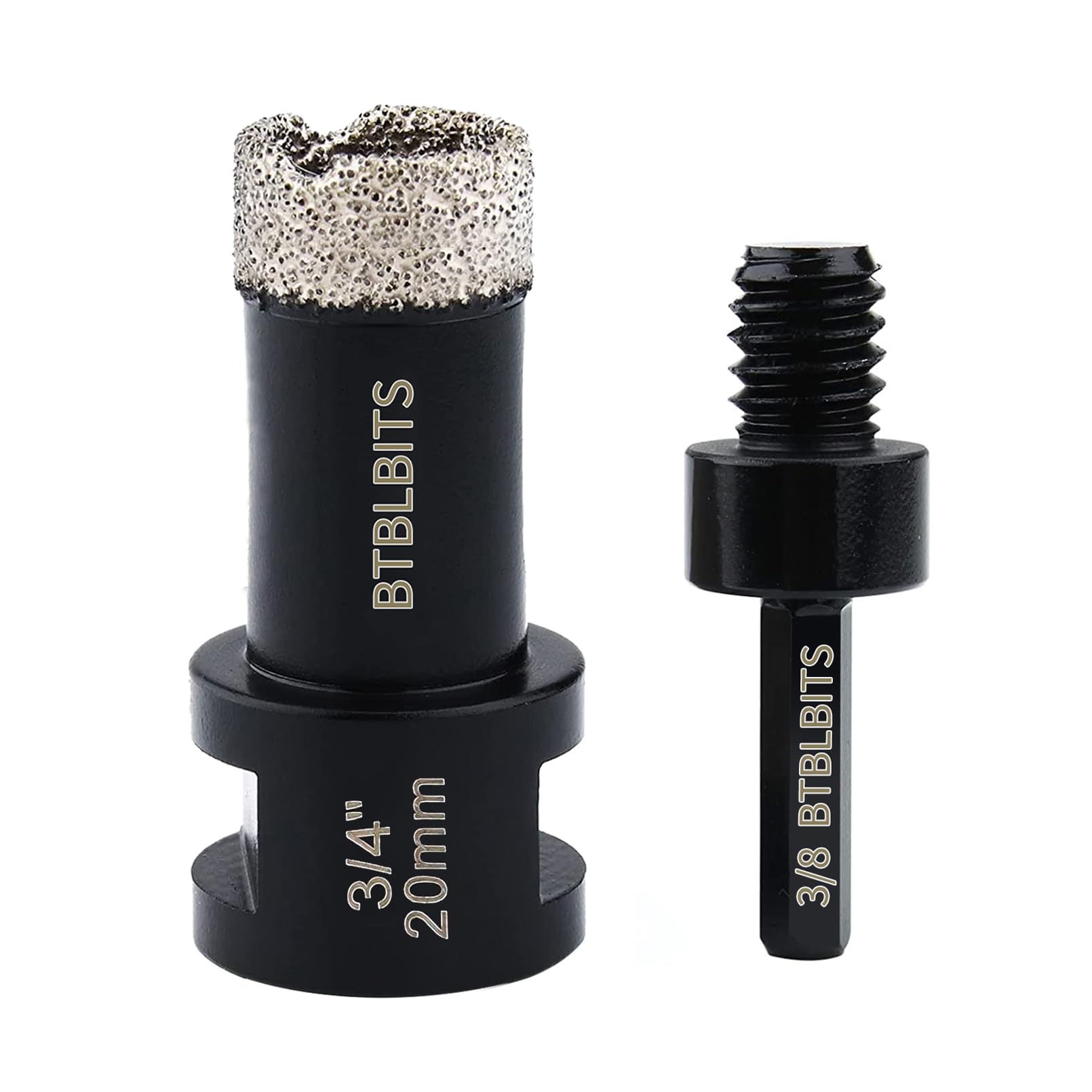 Diamond Core Drill Bit 3/4 Inch (20mm) - Tile Drill Bit for Porcelain, Ceramic, Granite, Brick & Marble - Angle Grinder Compatible with 5/8-11 to 3/8