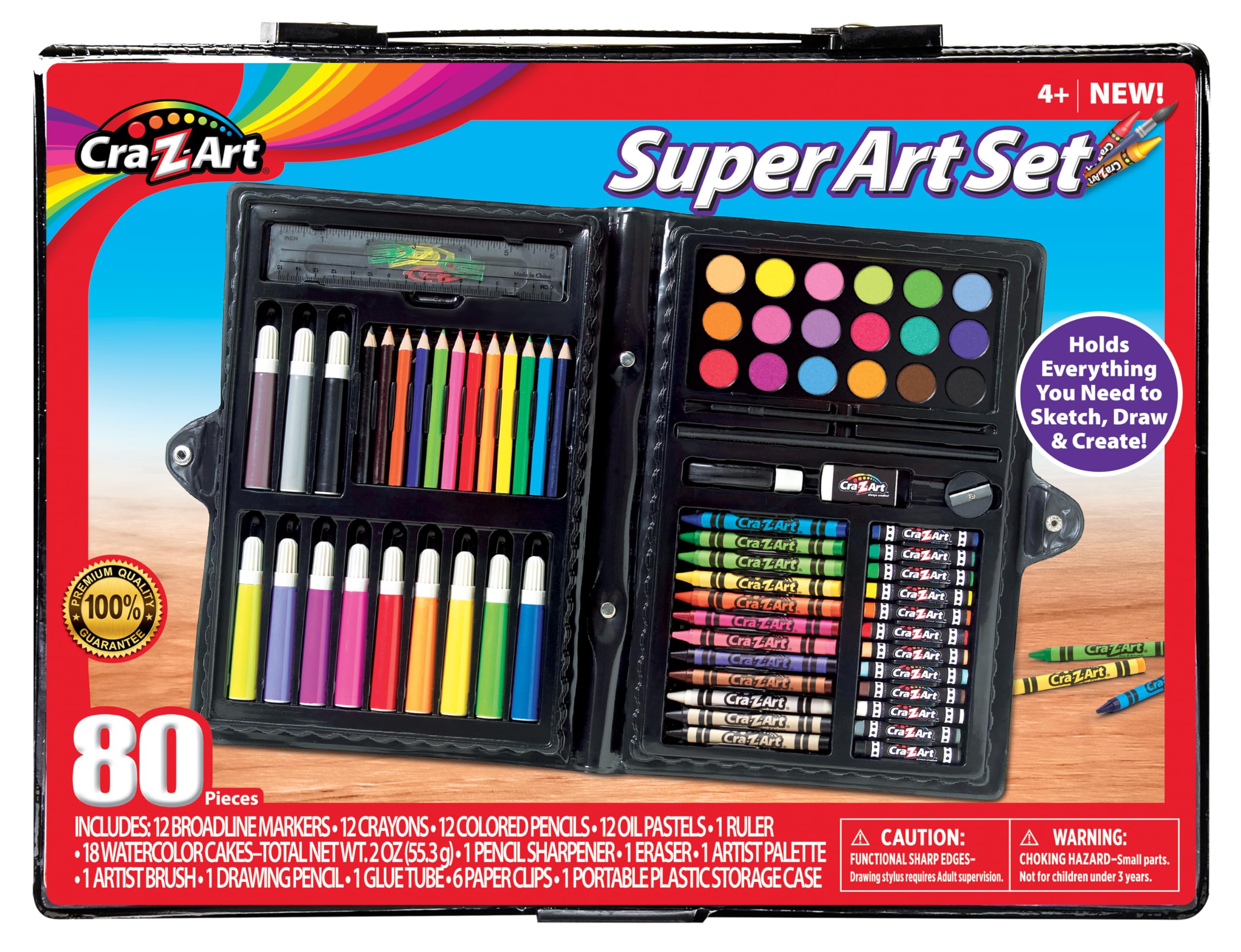 Cra-Z-Art 80 Piece Deluxe Art Set with Colored Pencils, Crayons & Markers - Perfect for Kids, Students & Artists | Ideal for School Projects, Home Creativity & Gift Giving