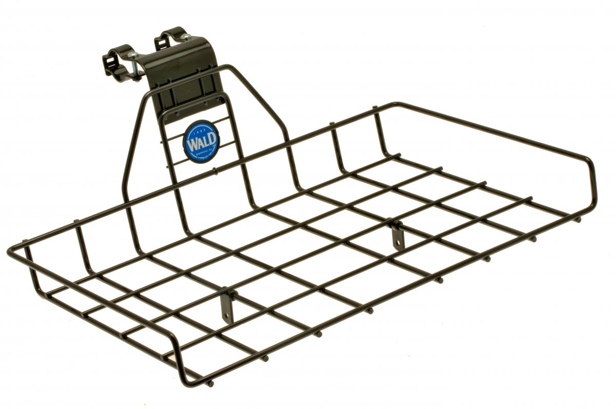 Wald 257 Multi-Fit Front Pizza Box Bicycle Basket - Black | Universal Bike Cargo Carrier for Delivery, Picnics & Commuting