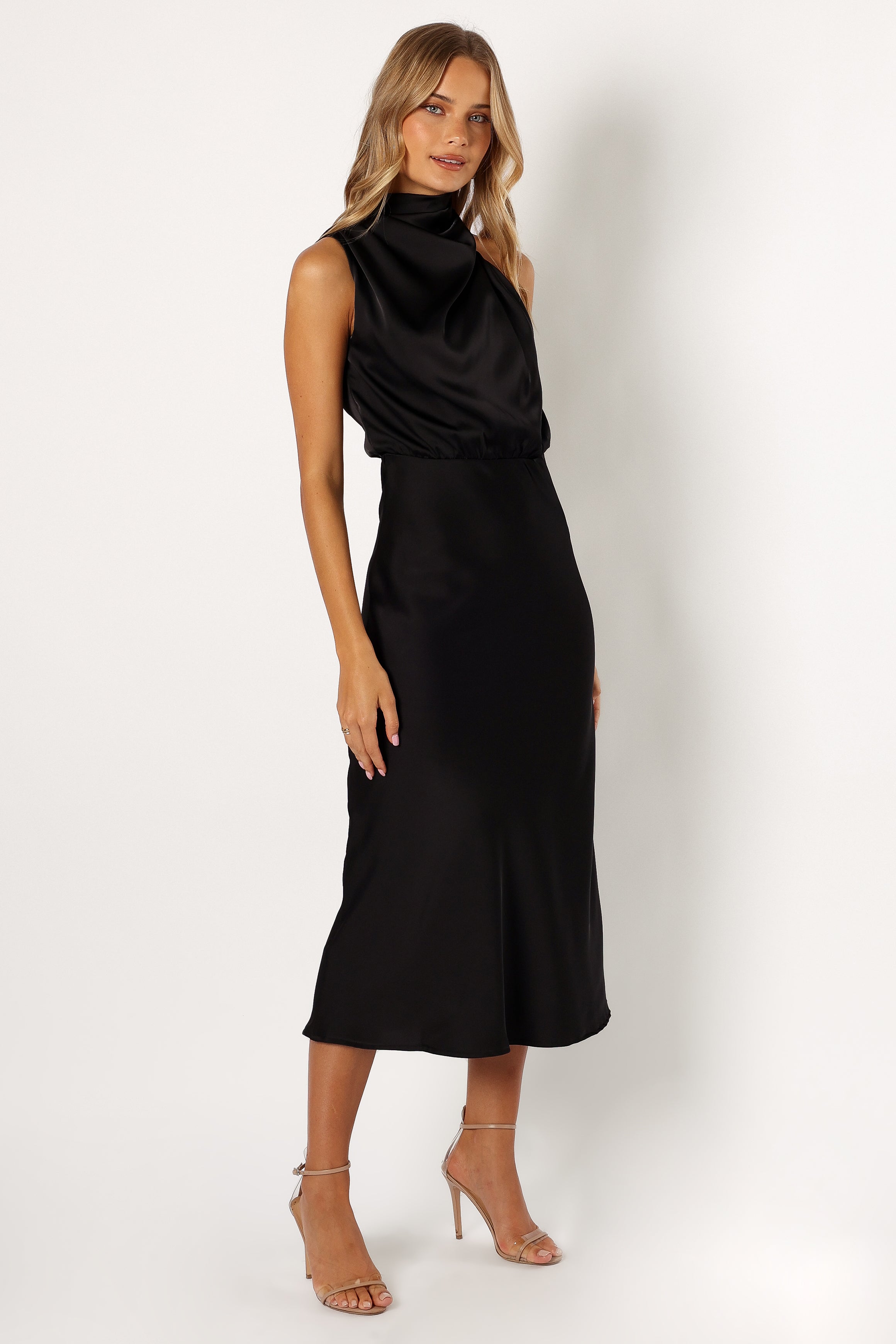 Anabelle Women's Halter Neck Midi Dress - Elegant Black Summer Dress for Casual Wear, Beach Vacation & Evening Parties